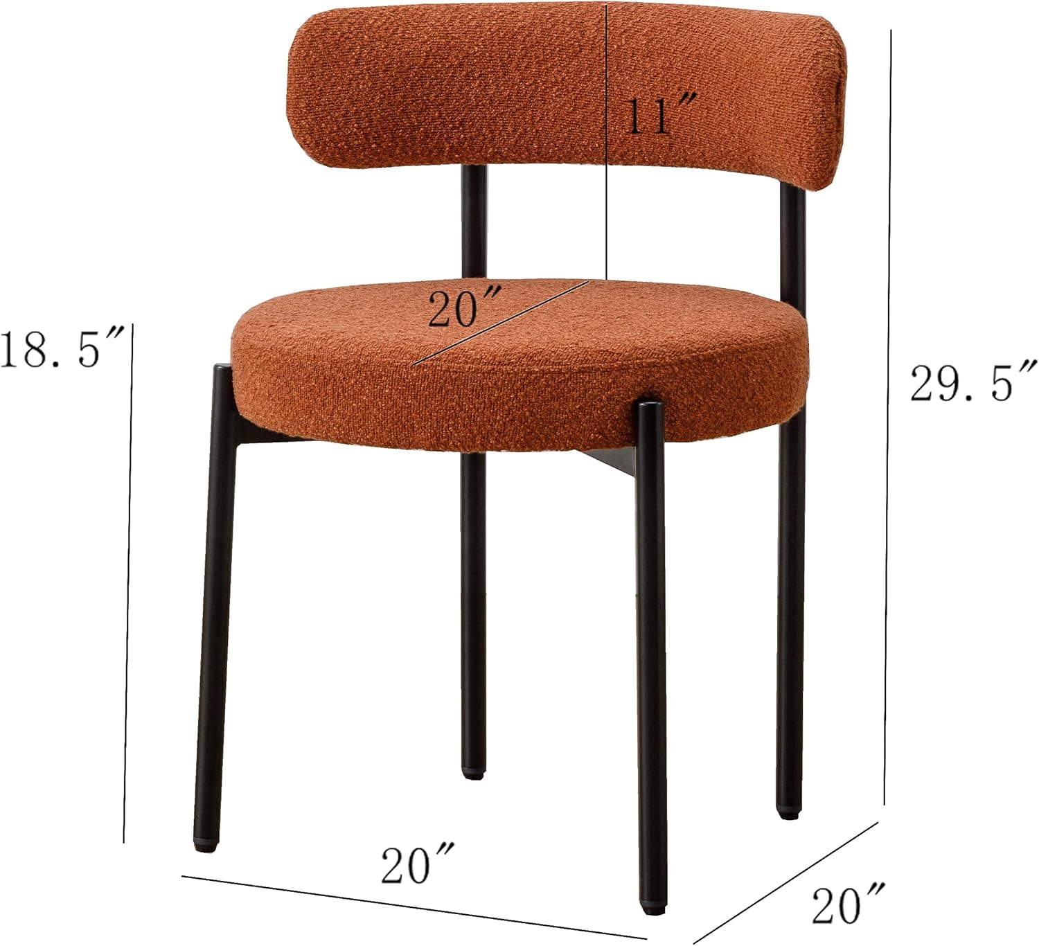 Locus Bono Boucle – Juego de 2 sillas de comedor, modernas sillas de comedor tapizadas, sillas de cocina sin brazos para comedor, sala de estar,