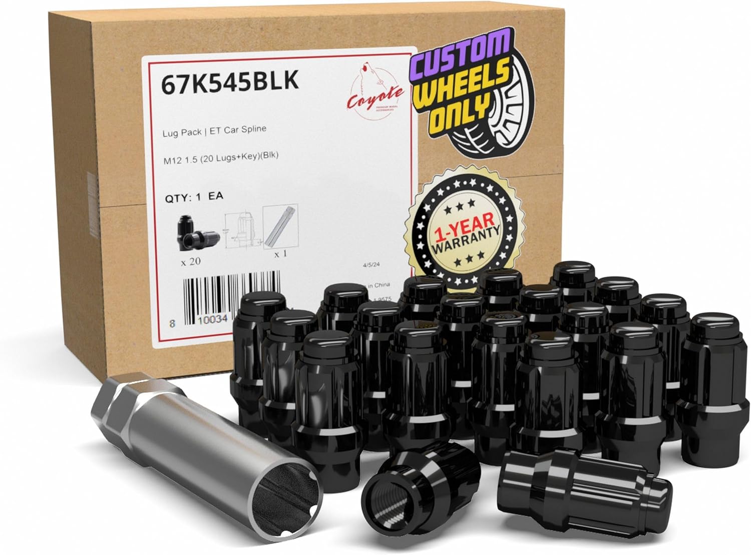 Wheel Accessories Parts 20 piezas + llave M12 1.50 12×1.50 rosca ET Bulge Bellota (rosca extra para Toyota) tuercas de llanta de 1.57 pulgadas de