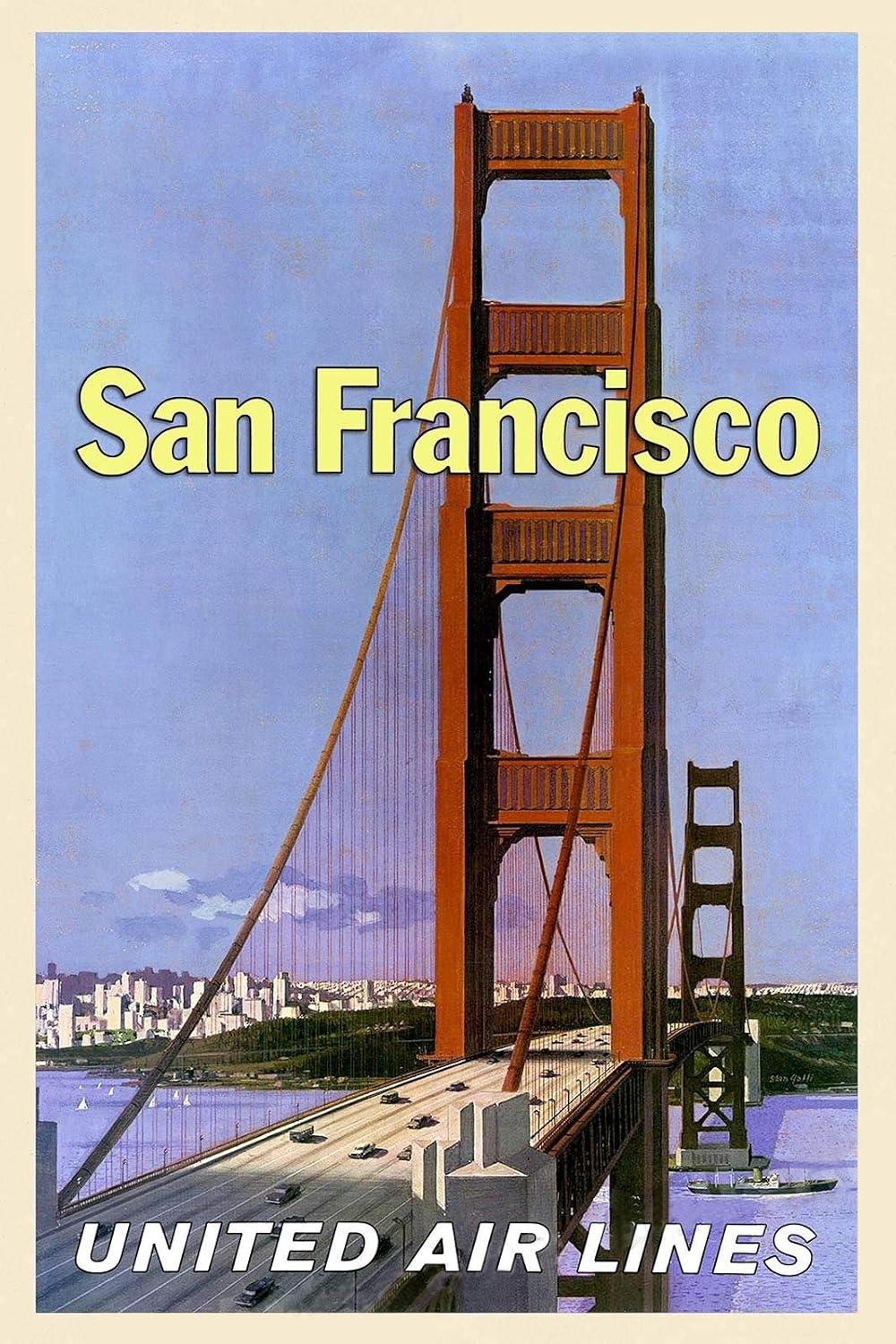 Imán de San Francisco Golden Gate Bridge de los años 60, estilo vintage, imán de viaje, hoja magnética de vinilo para taquillas, coches, carteles,