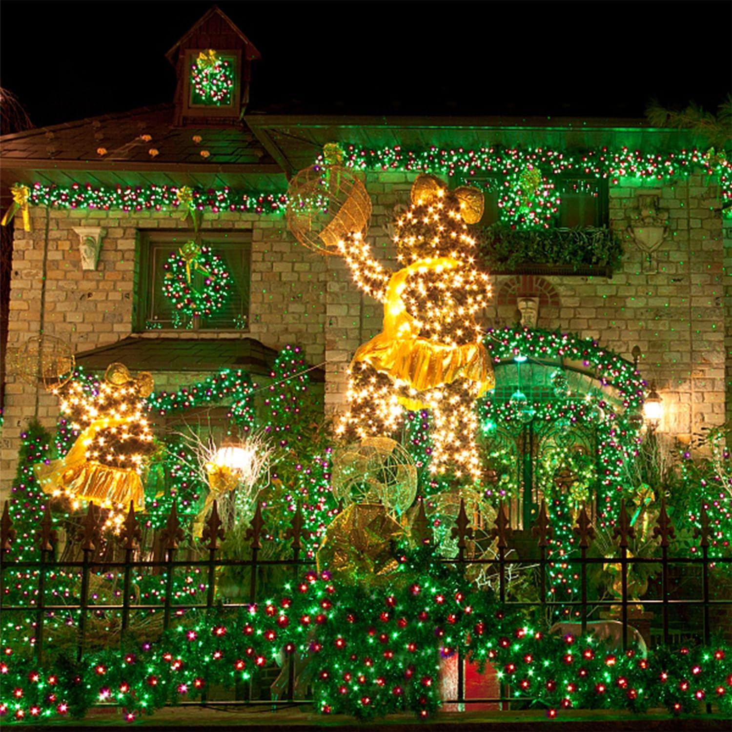 WATERGLIDE Guirnalda de 1000 luces LED de Navidad, 328 pies de cable verde luces LED decorativas con control remoto y 8 modos, resistente al agua