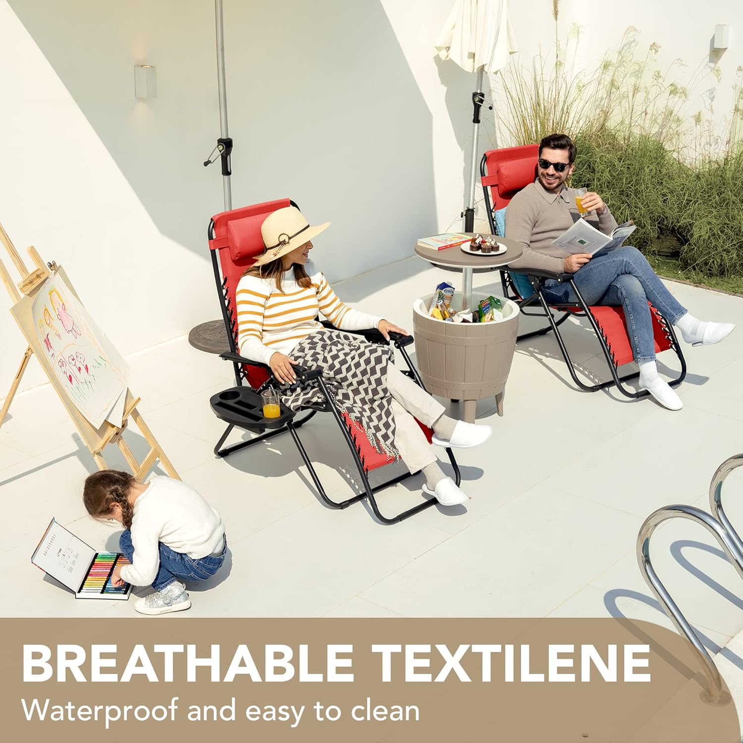 Devoko Patio Zero Gravity – Silla plegable para exteriores, sillas reclinables ajustables para el lado de la piscina, con silla de césped con