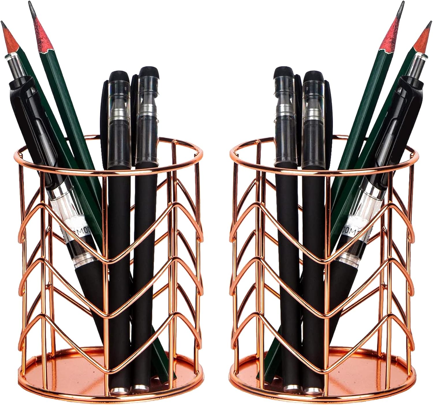 Soporte para lápices de malla metálica de alambre de oro rosa, soporte para brochas de maquillaje, organizador de bolígrafos, accesorios para