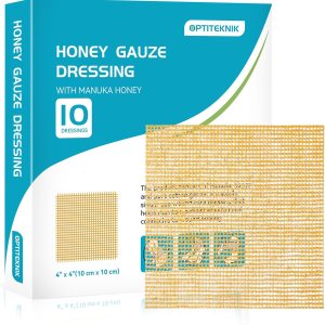 Aderezo de gasa de miel de Manuka de 4 x 4 pulgadas (paquete de 10), vendaje de miel de Manuka para el cuidado de heridas para cortes, escaldaduras Aderezo de gasa de miel de Manuka de 4 x 4 pulgadas (paquete de 10), vendaje de miel de Manuka para el cuidado de heridas para cortes, escaldaduras