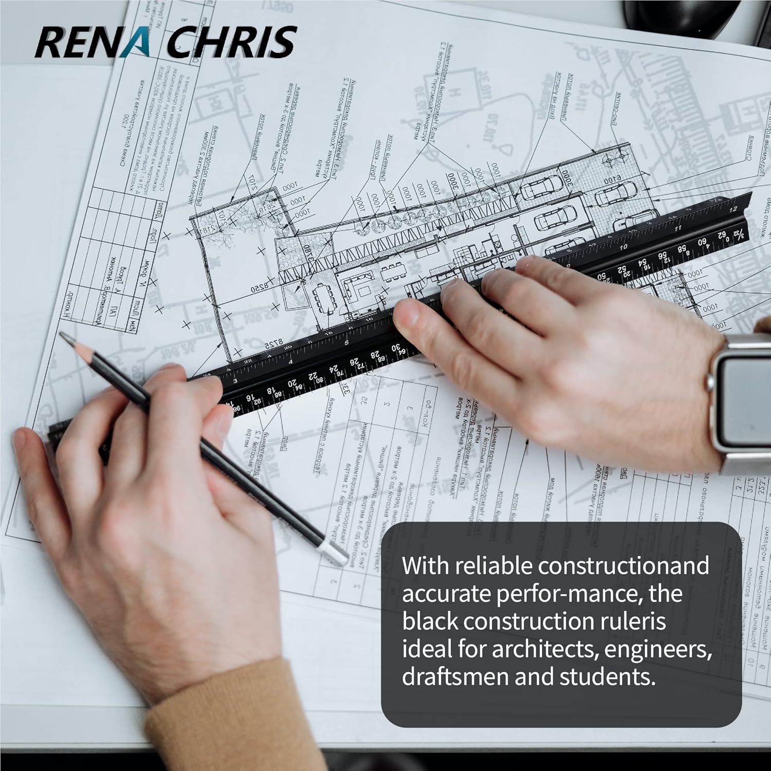 2 reglas de escala arquitectónica, escala de arquitecto de aluminio de 12 pulgadas, escala triangular, regla de escala, regla triangular, regla de