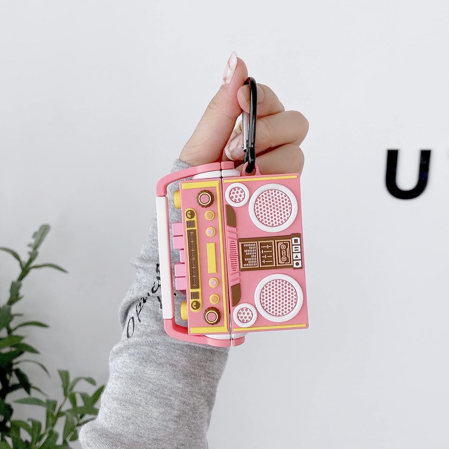 Bonita funda para AirPods Pro de 21 generación (202320222019) con llavero, diseño de radio de dibujos animados en 3D, funda de carga de silicona