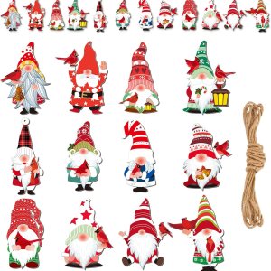12 adornos colgantes de gnomo de madera para árbol de Navidad, decoraciones de madera de elfo de Navidad, adornos colgantes de madera de elfo, 12 adornos colgantes de gnomo de madera para árbol de Navidad, decoraciones de madera de elfo de Navidad, adornos colgantes de madera de elfo,