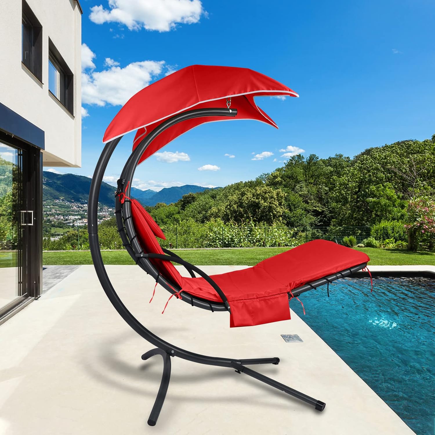 Chaise longue colgante para terraza con funda reemplazable y paño para paraguas, adecuado para tumbonas, suave y cómodo, impermeable y resistente a