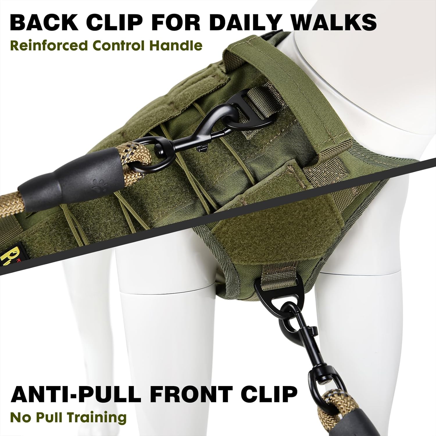 Plutus Pet Arnés táctico para perro con hebillas de metal, ajustable, chaleco para perro de servicio sin tirones con sistema Molle para perros