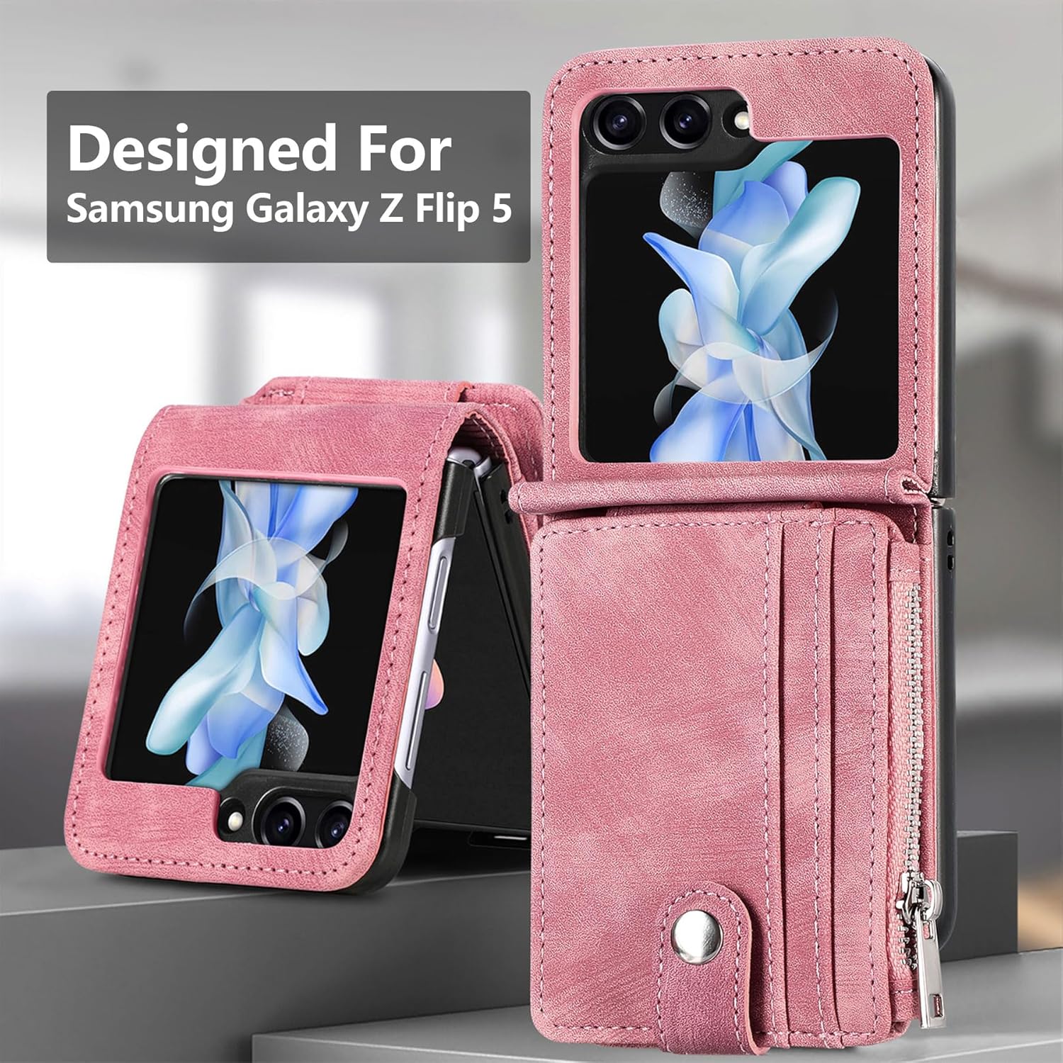 ZCDAYE Funda tipo cartera para Samsung Galaxy Z Flip 5, funda para Samsung Z Flip 5 (2023), funda de cuero para Samsung Galaxy Z Flip 5 con