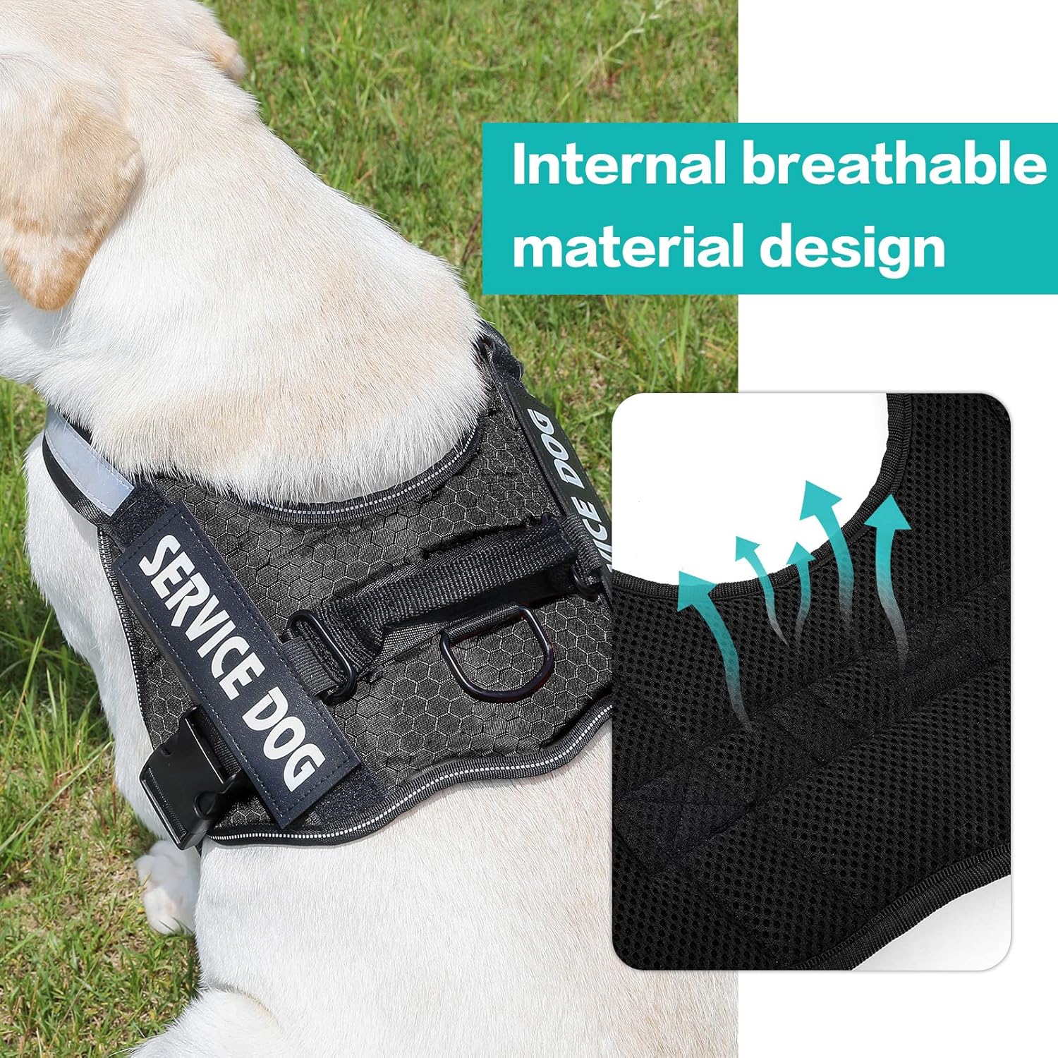 MUMUPET – Arnés para perro guía, fácil de poner y quitar, arnés de chaleco para mascotas, reflectante 3M, transpirable y fácil de ajustar, con mango