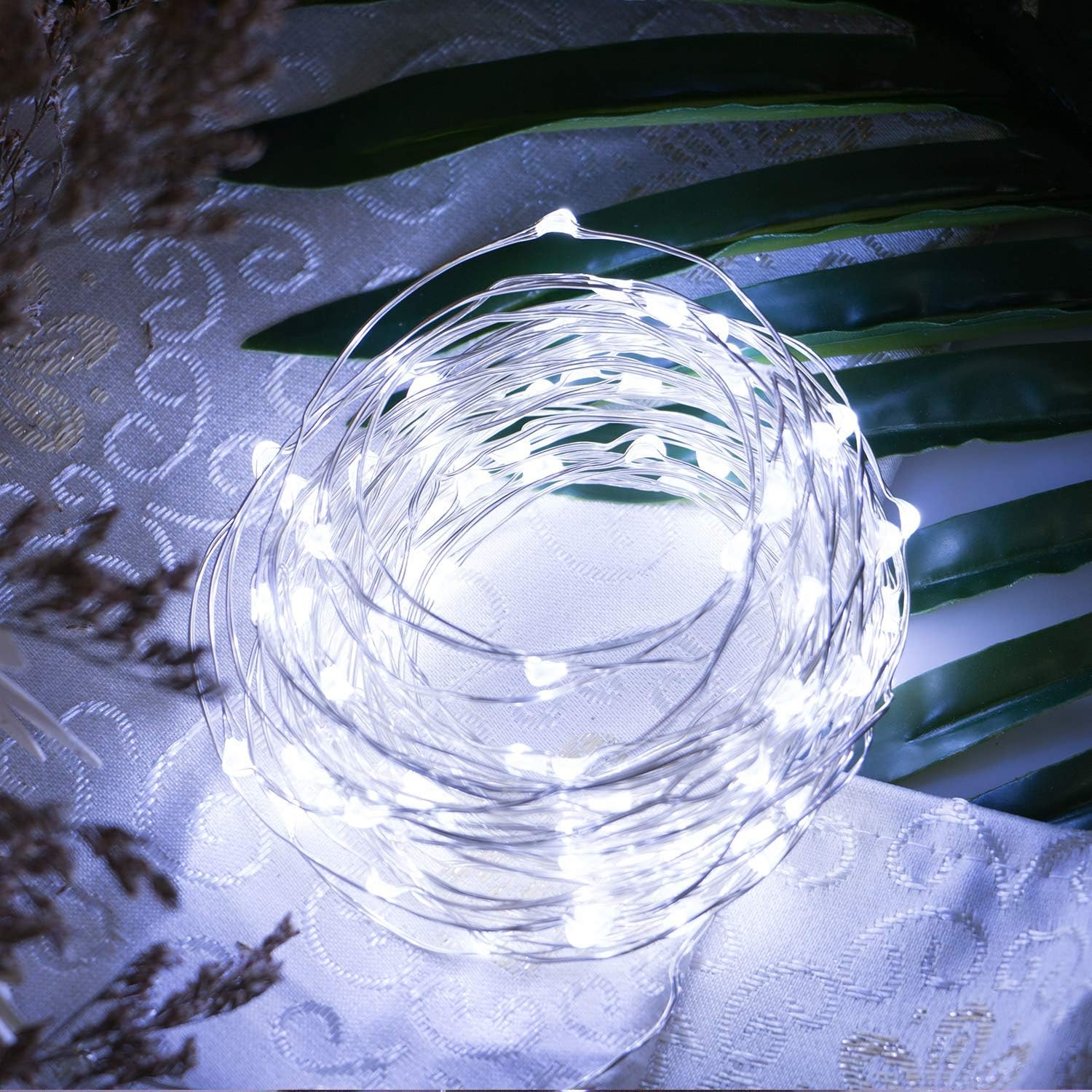 100 guirnaldas de luces LED de 32 pies de tipo luciérnaga, luces estrelladas impermeables en alambre de cobre recubierto de plata, perfecto para