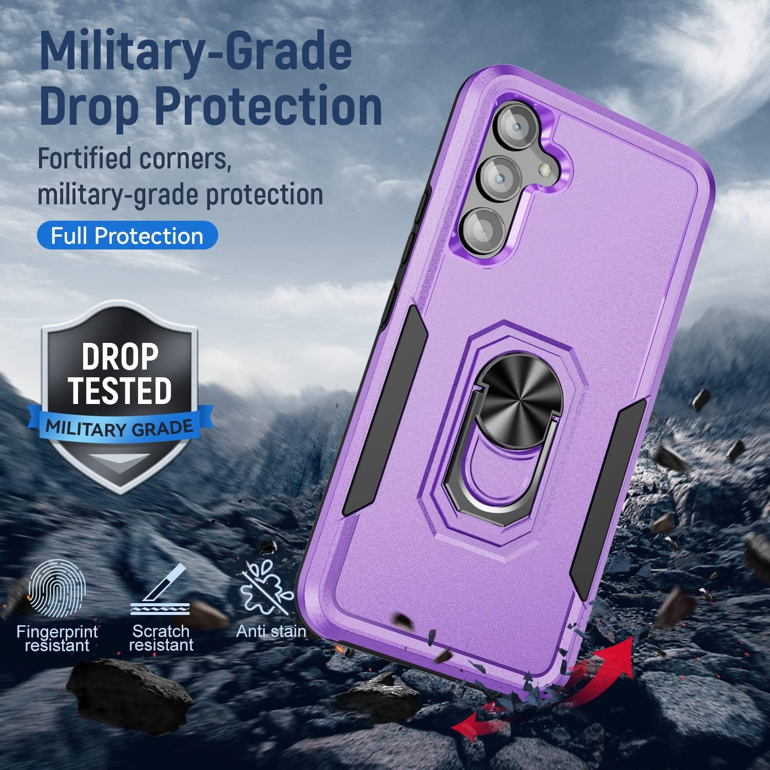 J&D Funda compatible con Samsung Galaxy A54, funda protectora de grado militar resistente con (paquete de 2) protector de pantalla de vidrio