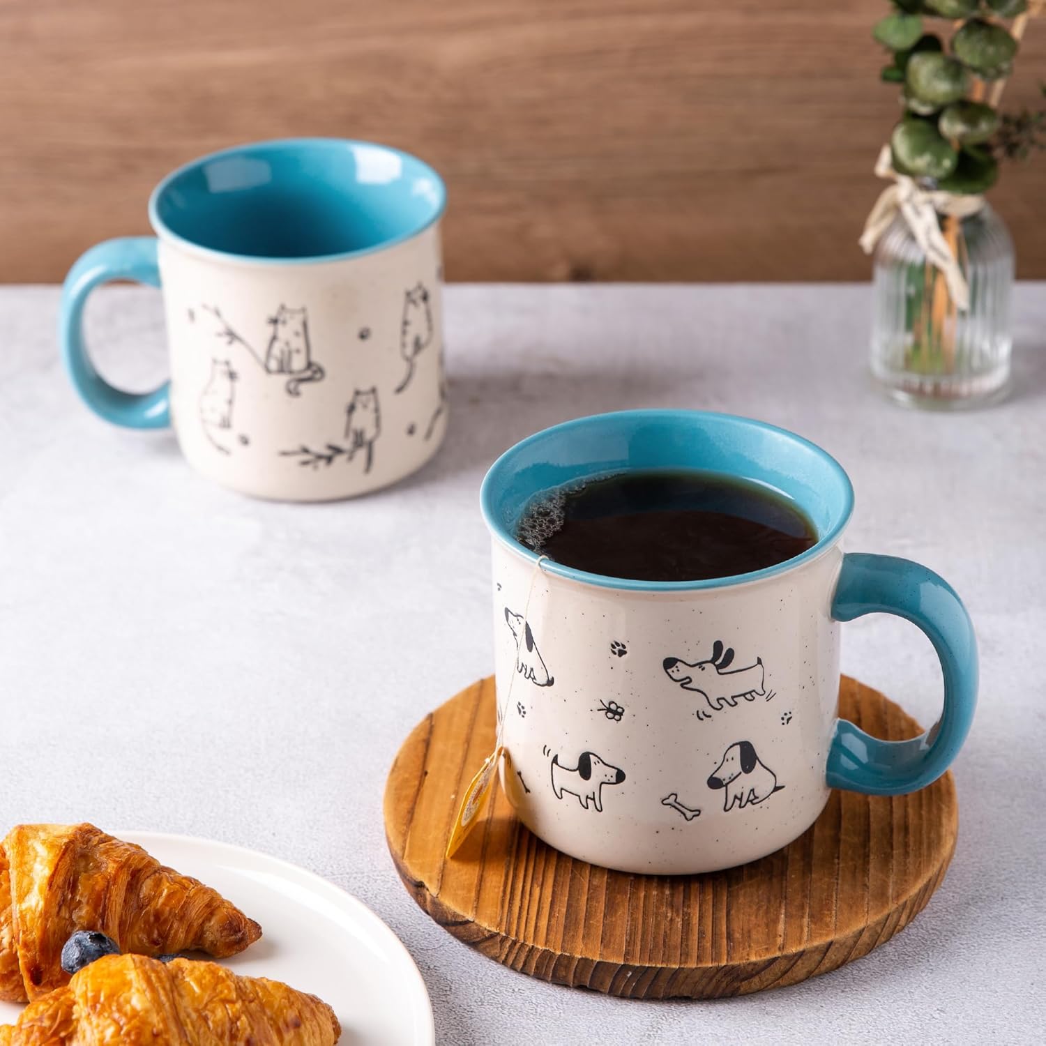 AmorArc Juego de 2 tazas de café de cerámica grandes de 22 onzas, tazas de gran tamaño con mango grande para hombres, mujeres, papá, mamá, taza