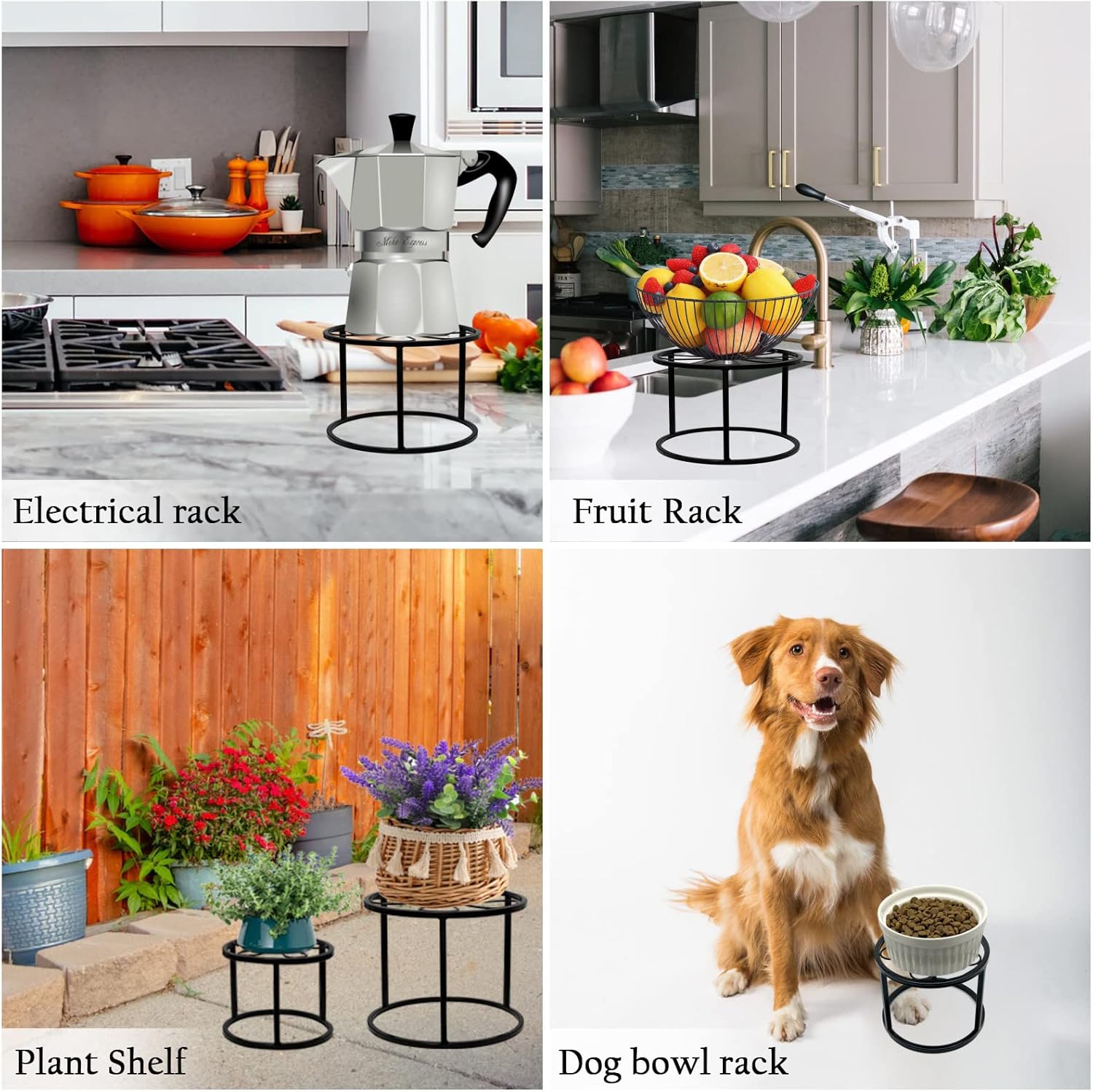 Soportes de metal para plantas para interiores y exteriores, paquete de 4 soportes para macetas para múltiples plantas, resistentes a la corrosión,