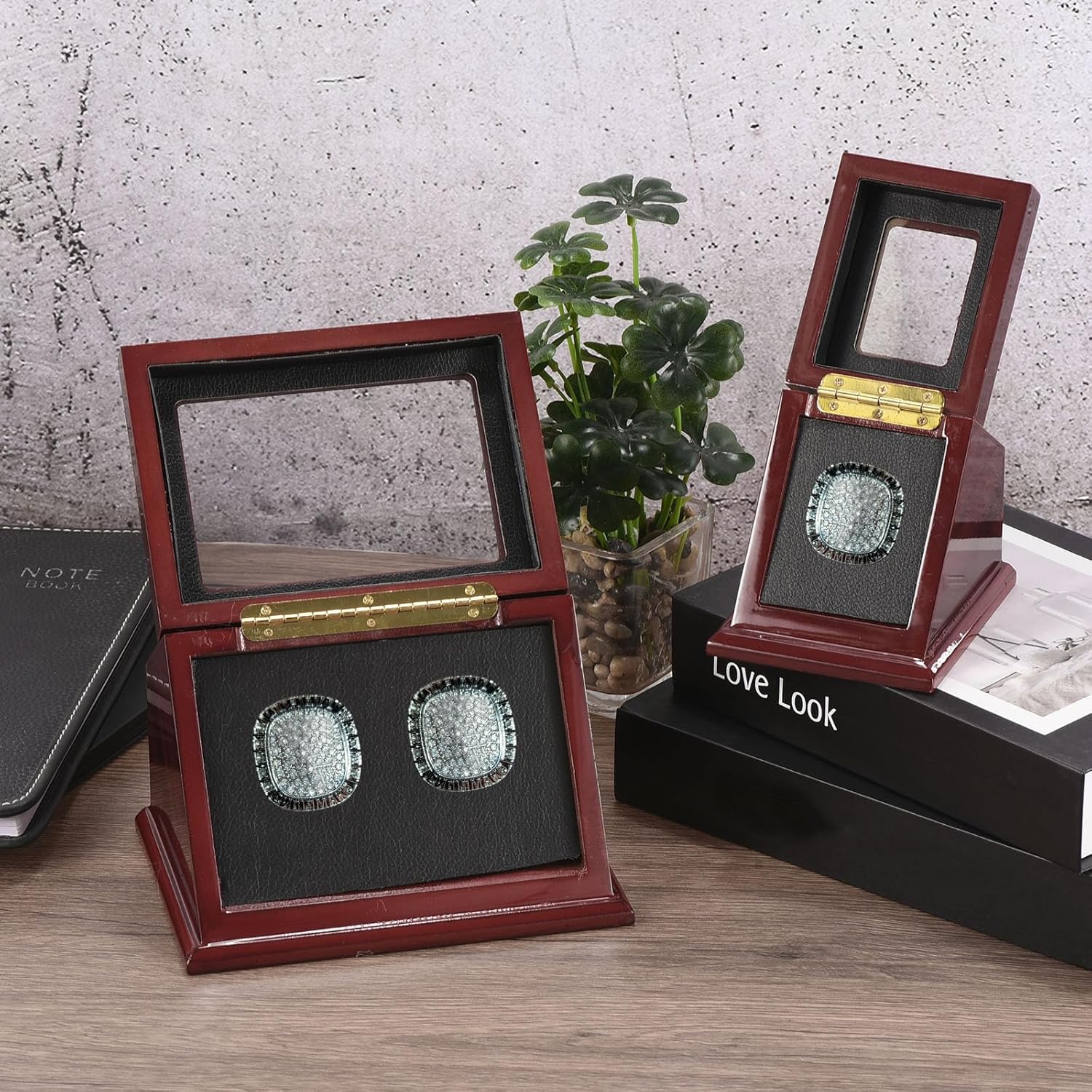 PATIKIL Estuche de exhibición de anillo de campeonato, caja de almacenamiento de cristal para coleccionar anillo de béisbol, anillo de softbol,