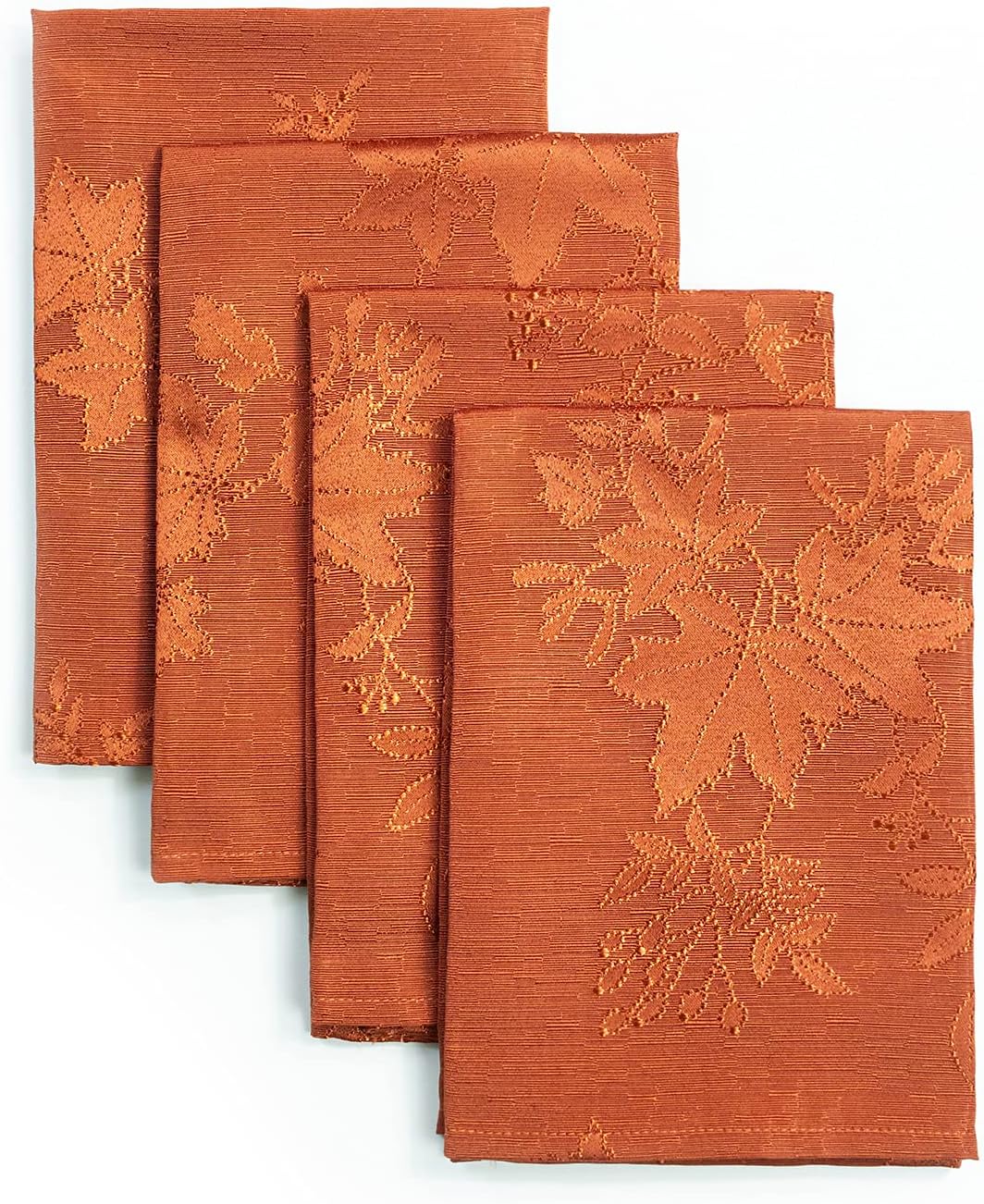 Benson Mills juego de 4 servilletas de tela, servilletas de damasco con hojas de campo para otoño, cosecha y Acción de Gracias (óxido, 18 x