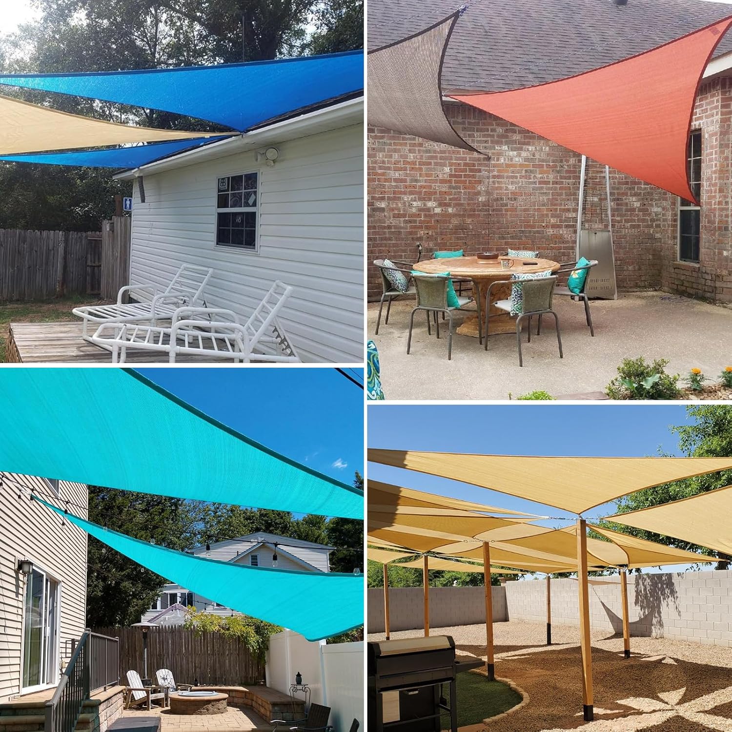 Tang toldo de sol, velas de sombra 180GSM HDPE Equilateral Triángulo Permeable Toldo estándar comercial personalizable, Marrón