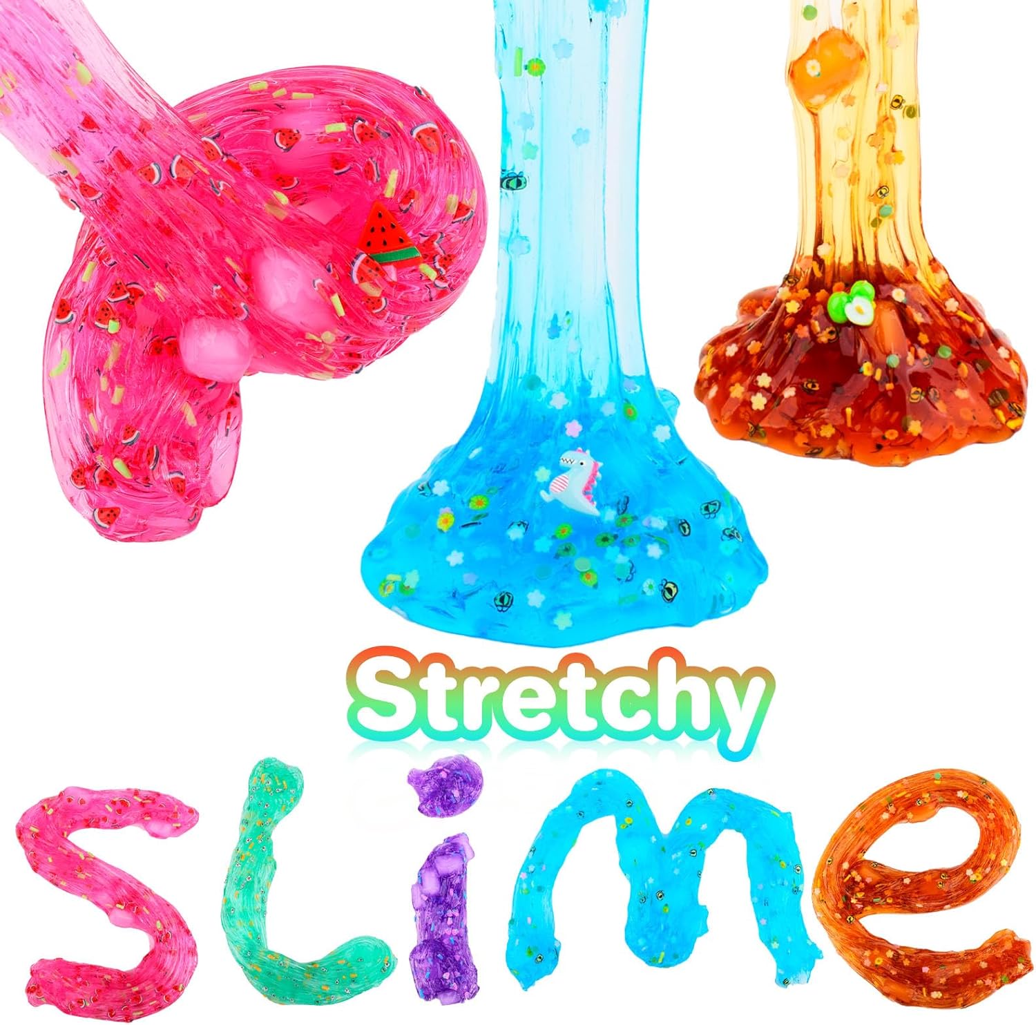 Kit de slime transparente, paquete de 10 unidades de slime transparente, no pegajosos, prefabricados, paquete de limo transparente, regalos de