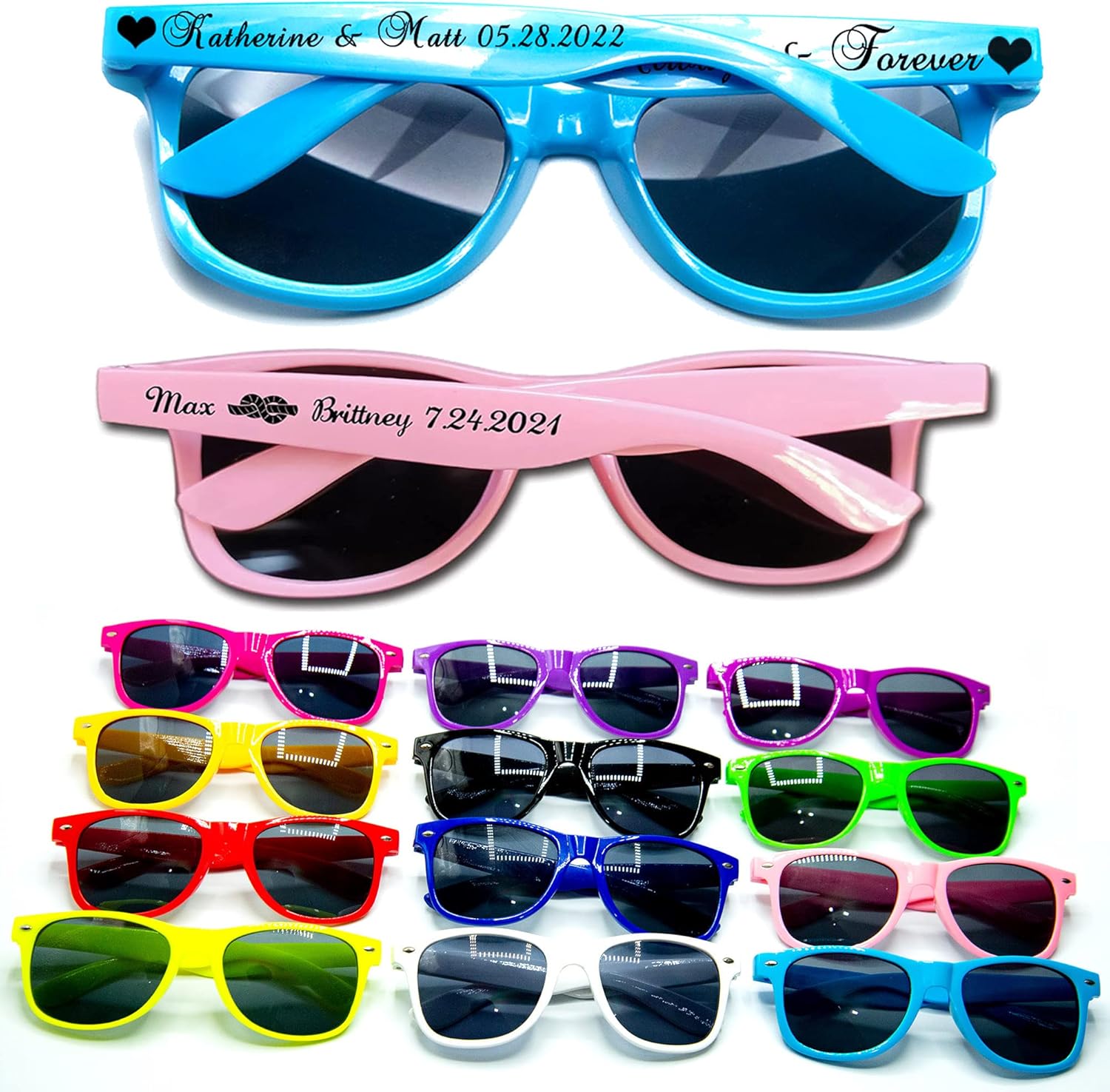 10 lentes de sol de boda personalizados a granel para invitados de fiesta, lentes de sol con logotipo personalizado para mujeres y hombres, regalos