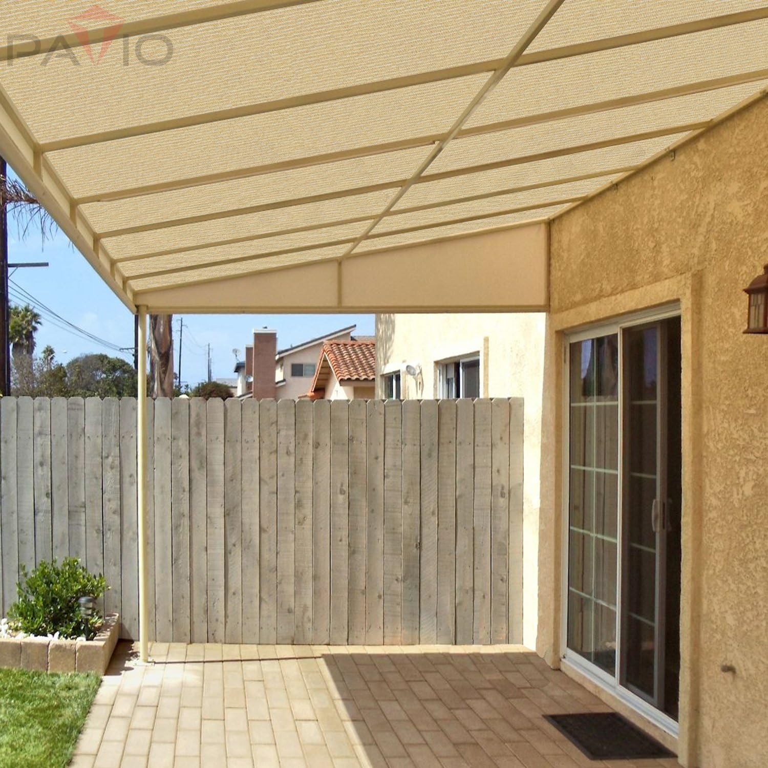 Patio Paradise Inc. – Rollo de tela de protección solar de 6 x 15 pies, color beige tostado, hasta un 95% de bloqueo UV, para patios, cenadores,