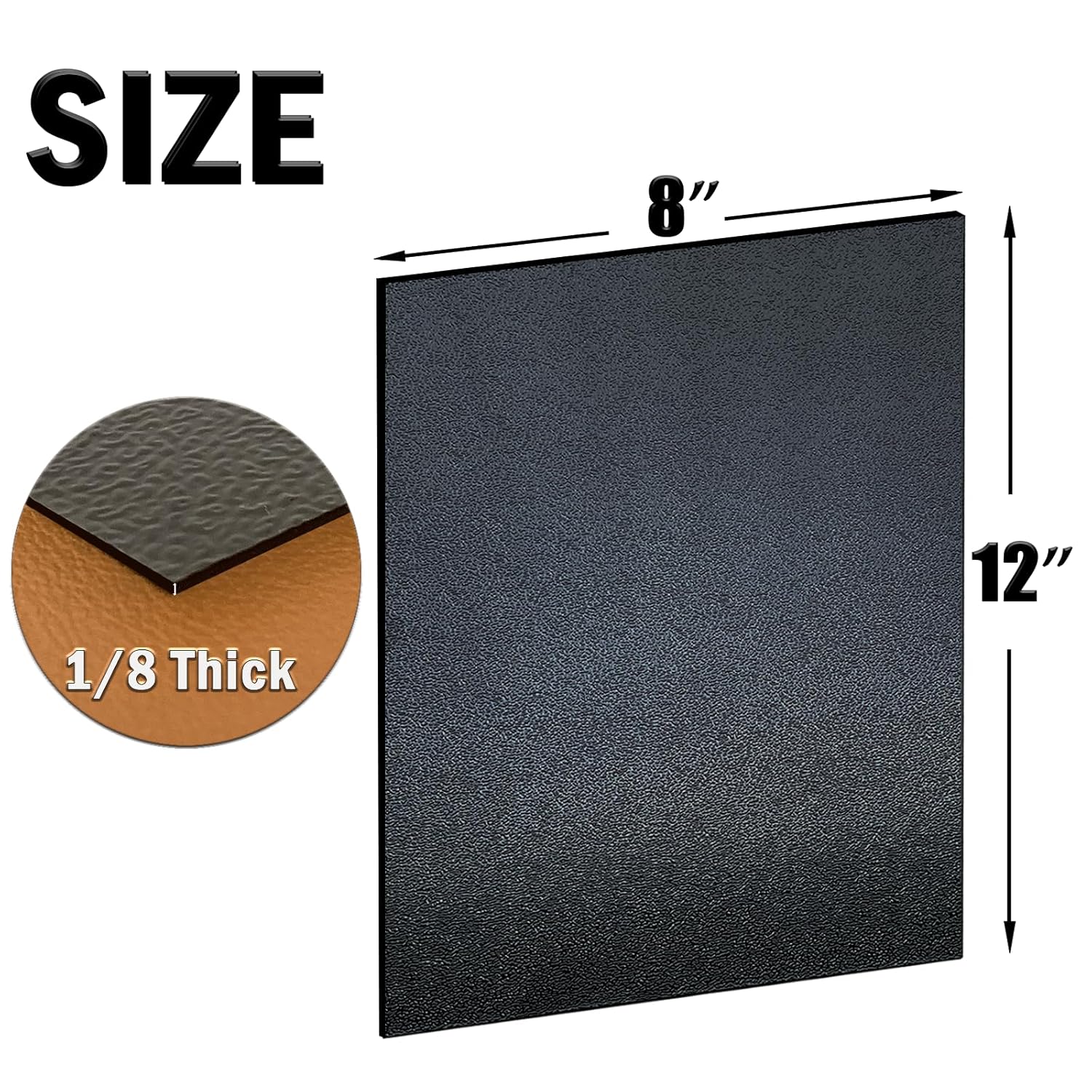 Hoja de plástico ABS de 18 pulgadas de grosor de 8 x 12 pulgadas (paquete de 2), panel moldeado rígido negro con diferentes superficies (parte