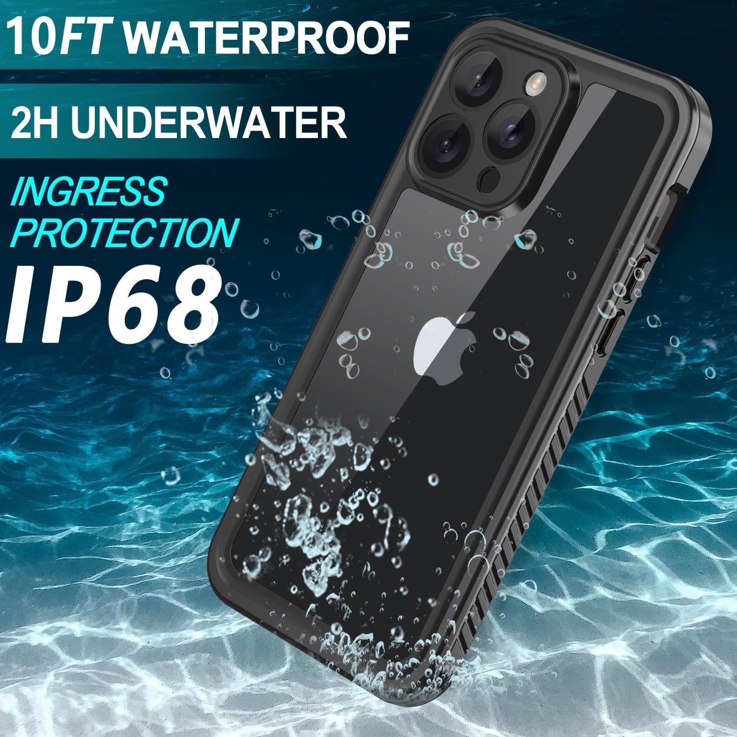 Diverbox Funda para iPhone 15 Pro de 10 pies impermeable a prueba de golpes a prueba de caídas a prueba de caídas a prueba de polvo protector de