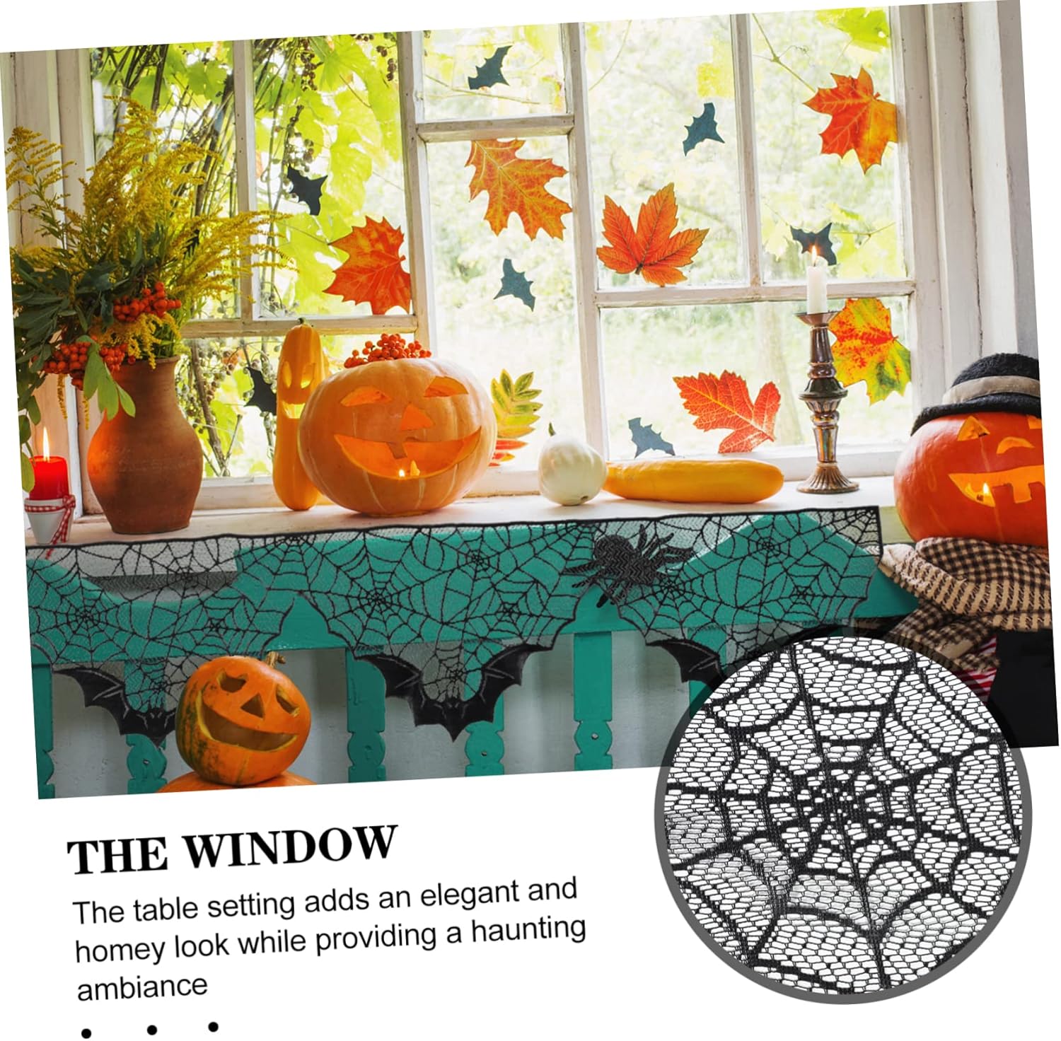 Mantel de Halloween para decoración del hogar de Halloween, decoración de la casa de Halloween, decoración de tela de araña, decoración de chimenea,