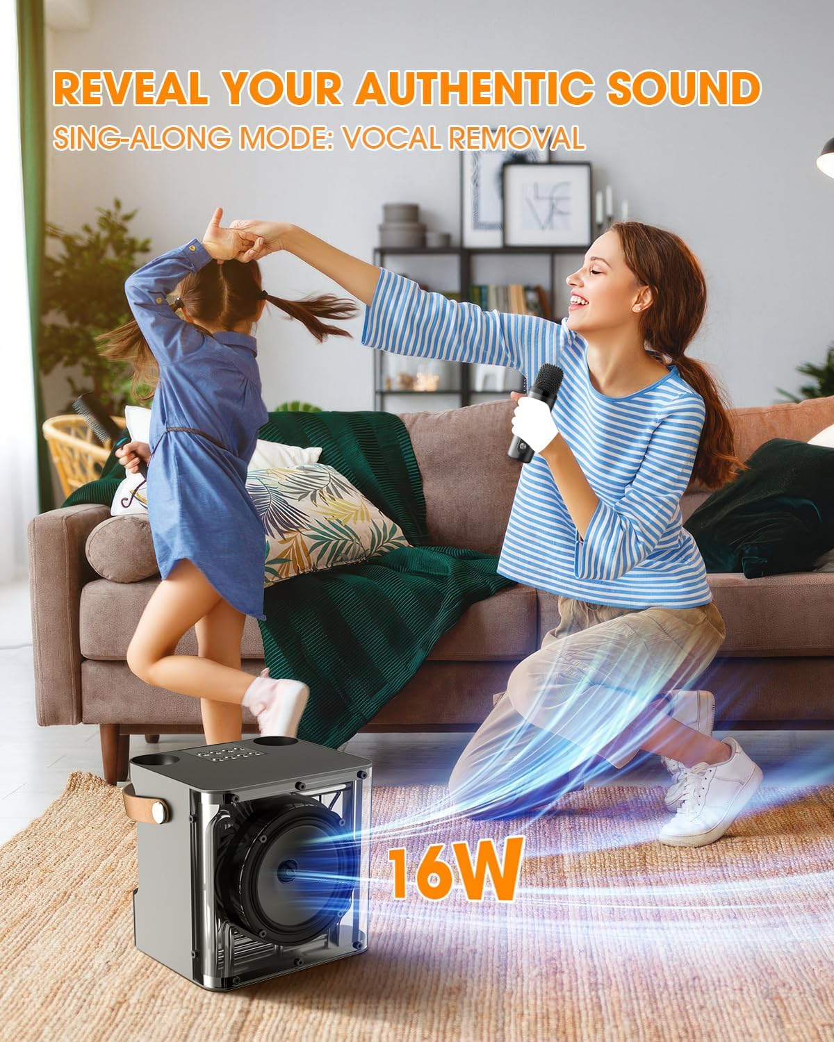Máquina de karaoke para adultos al aire libre con asa – Courpal Juego de altavoces portátiles con luces de discoteca – Regalo de canto para fiestas