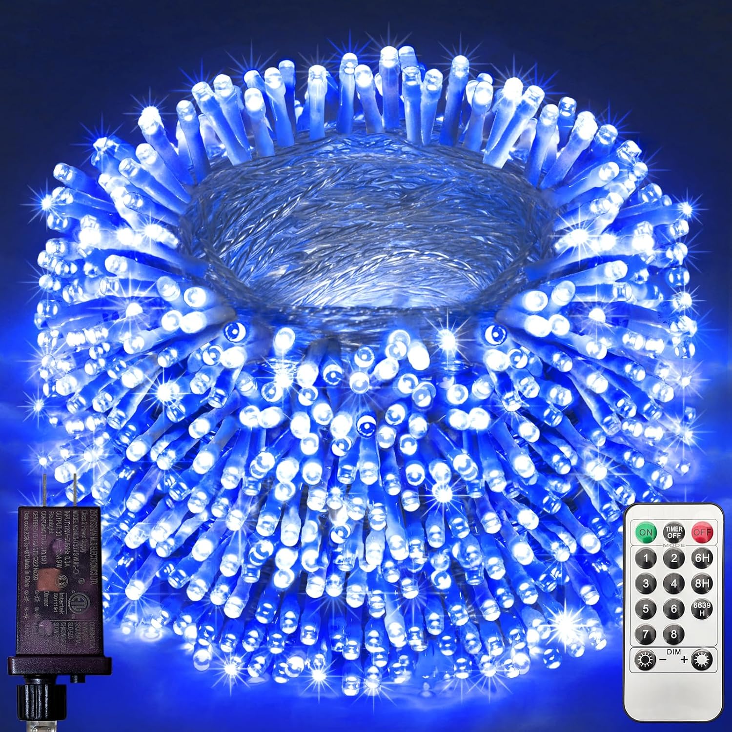 FLVOECN 1200 luces LED de Navidad de 392 pies, decoración al aire libre, 8 modos y temporizador de memoria, luces de Navidad con enchufe remoto,