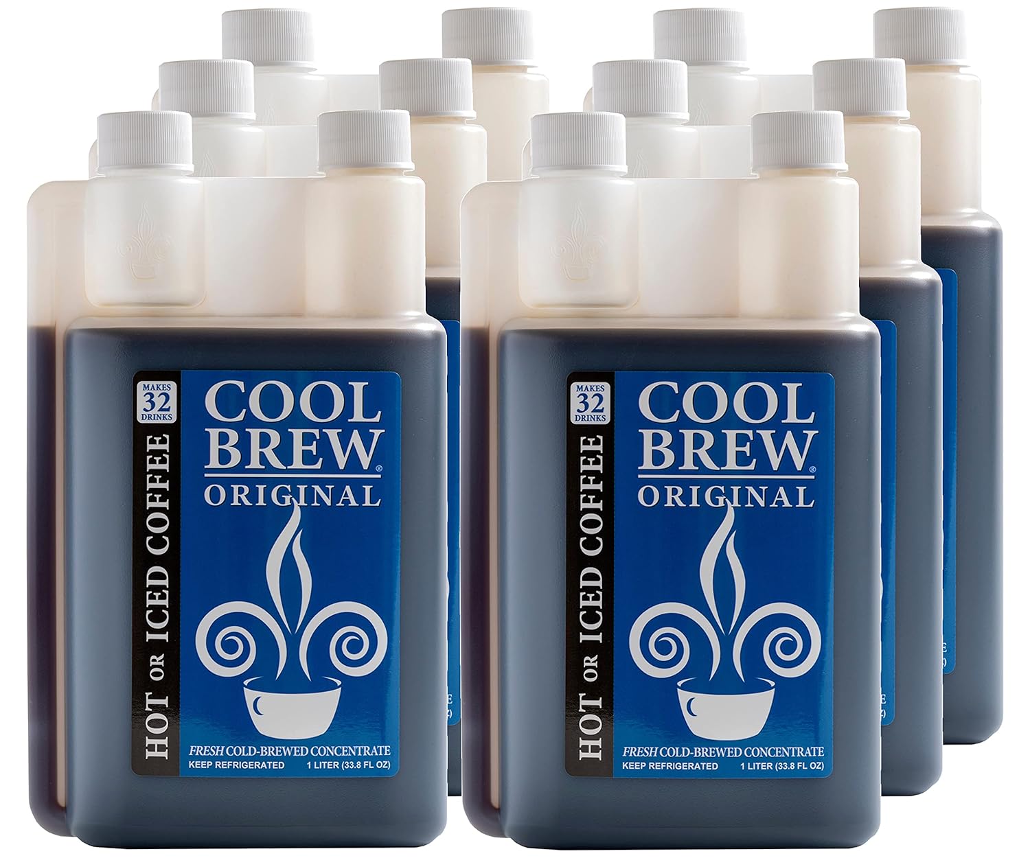 CoolBrew Concentrado líquido frío fresco  tostado oscuro, granos de arábica gourmet, para café helado o caliente, sin azúcar, sin conservantes