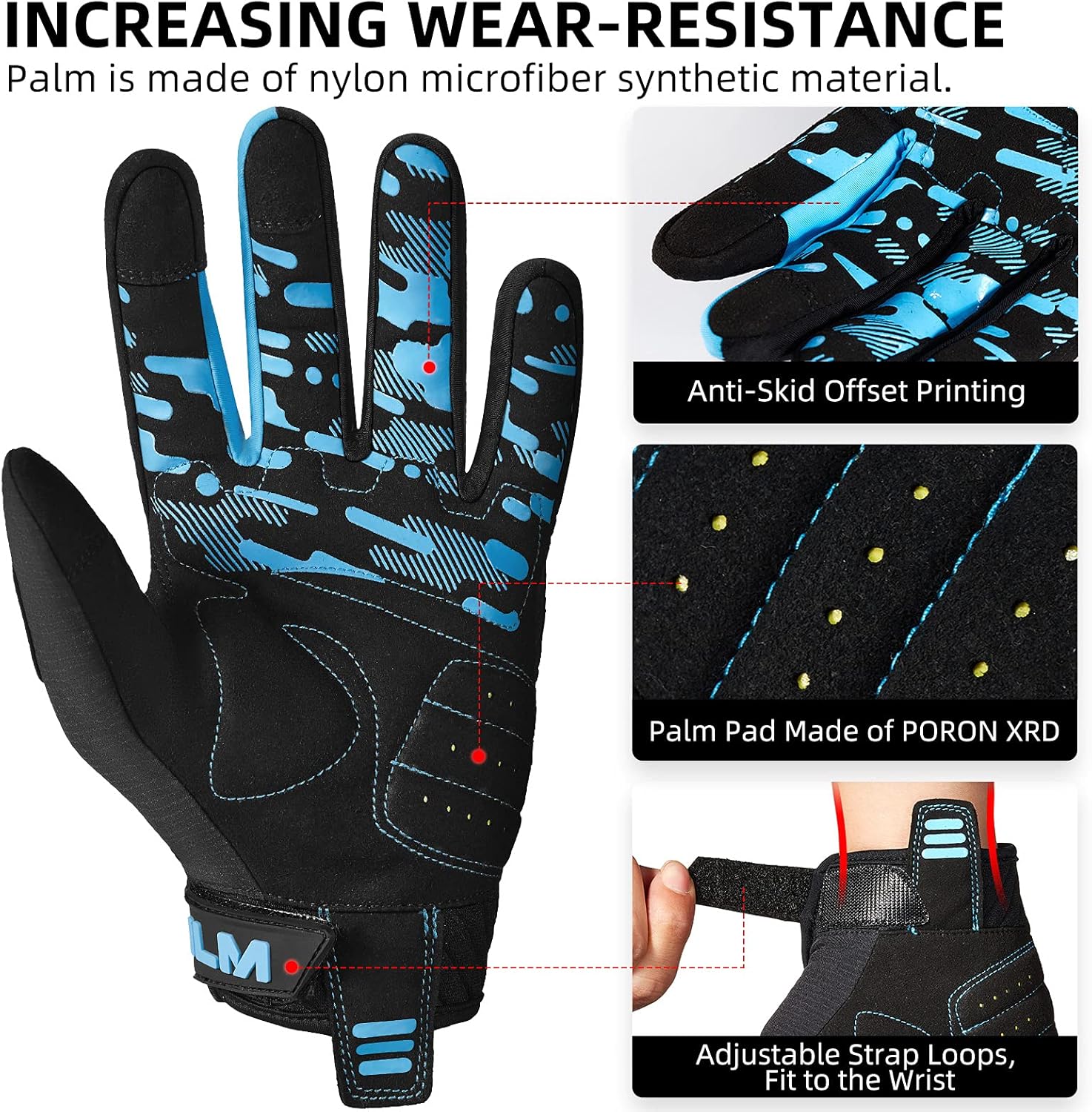 ILM Guantes de motocicleta para adultos, motocross, cuatrimoto, MTB, bicicleta de montaña, guantes con pantalla táctil para bicicleta, ciclismo,