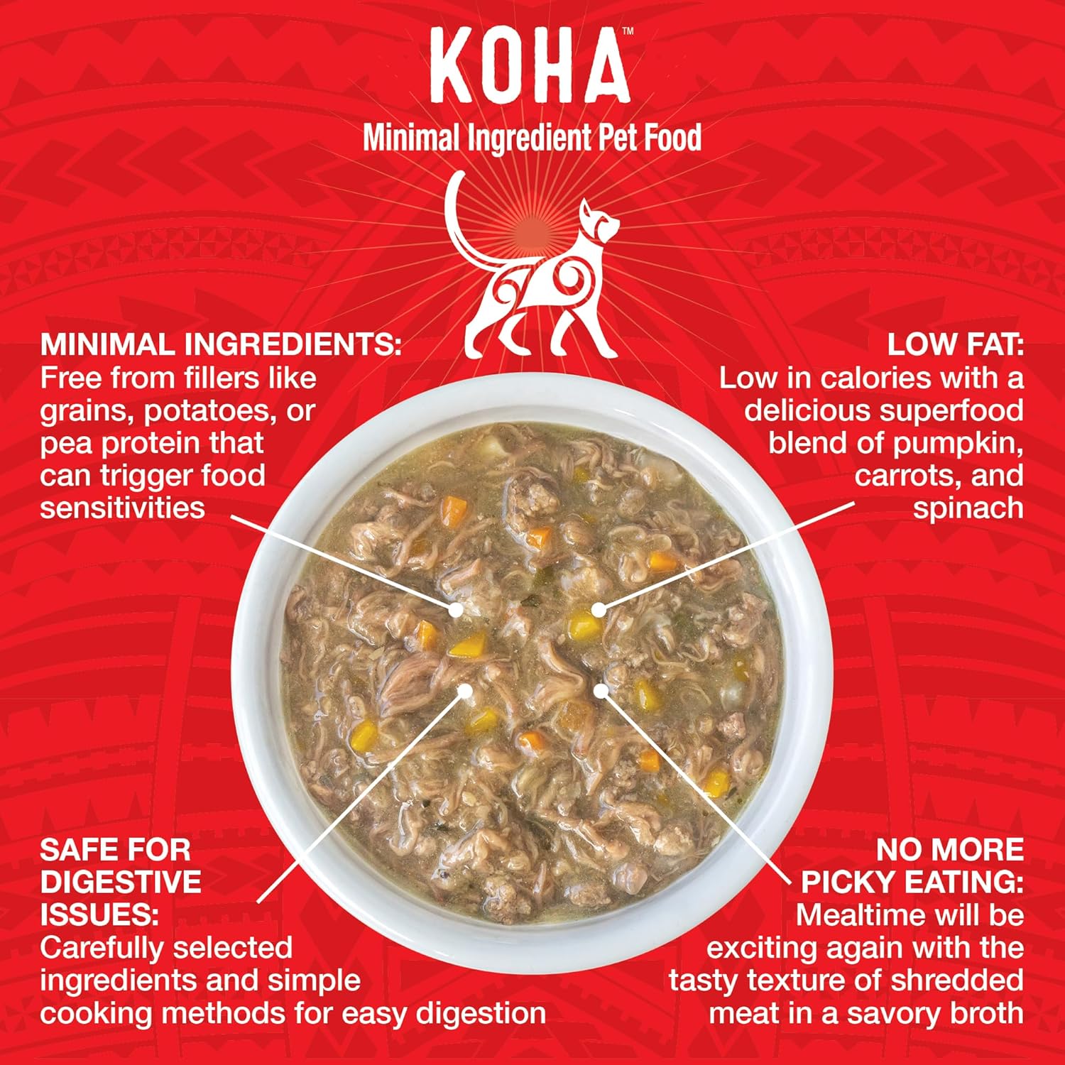 KOHA Pure Shreds – Entrada de carne para gatos, comida húmeda para gatos de una sola carne, latas de 2.8 onzas (paquete de 24)