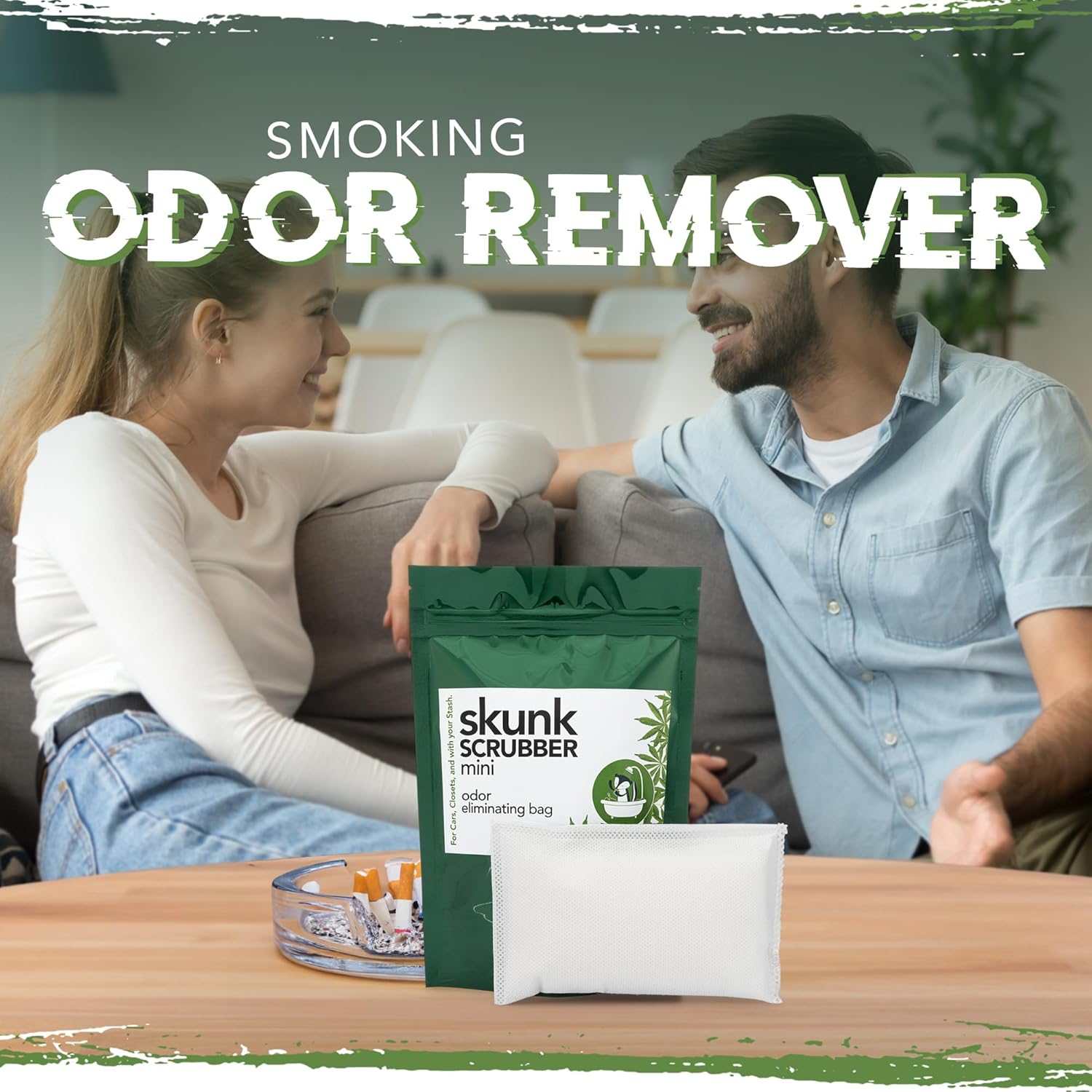 Bolsa eliminadora de olores de humo y ambientador para automóviles y espacios pequeños
