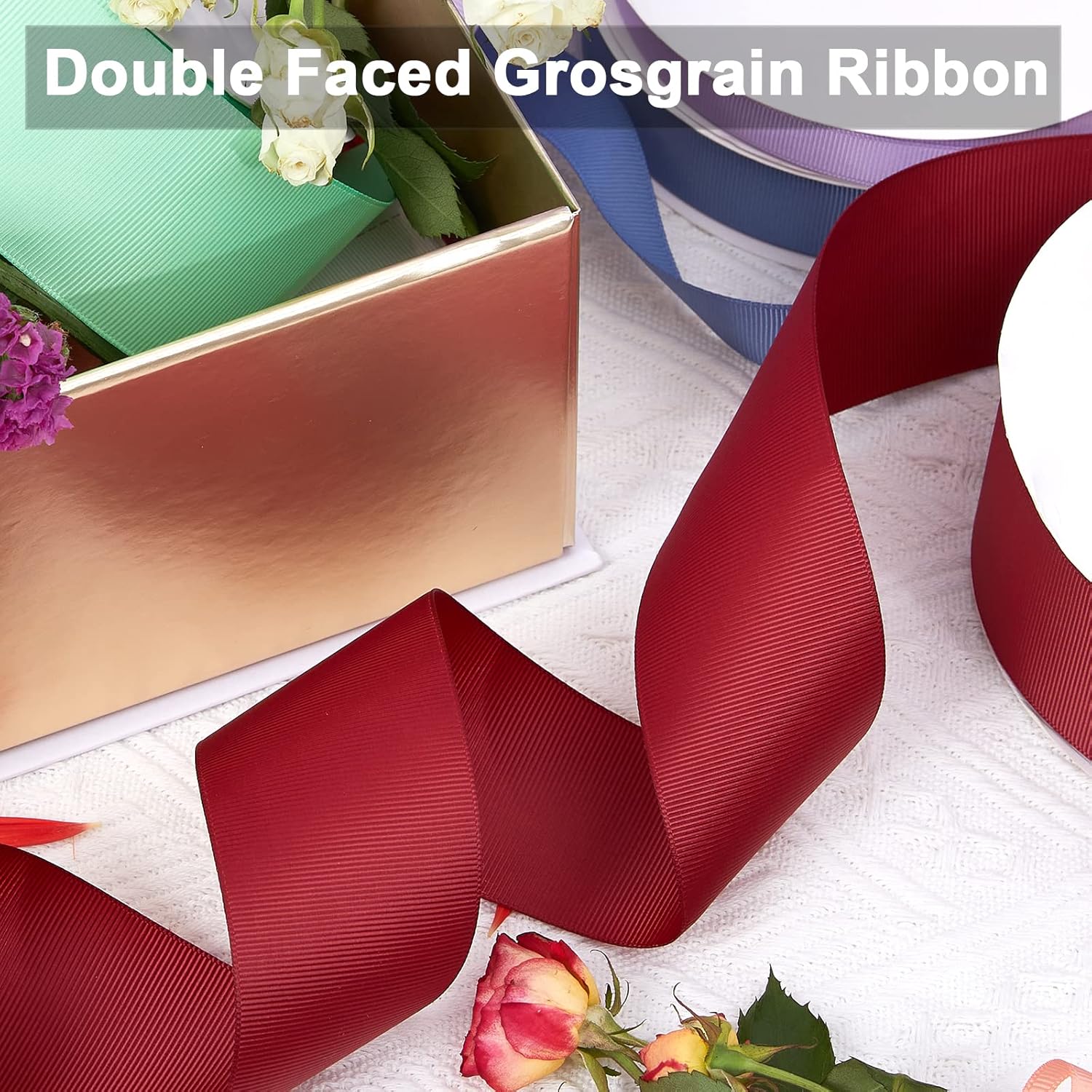 Cinta de grogrén de doble cara de color liso verde menta de 2 pulgadas x 50 yardas para envolver regalos, bodas, fiestas, manualidades