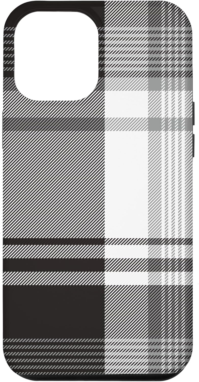iPhone 12 Pro Max Negro Blanco Gris Plaid Invierno Otoño Diseño Diseño de Halloween