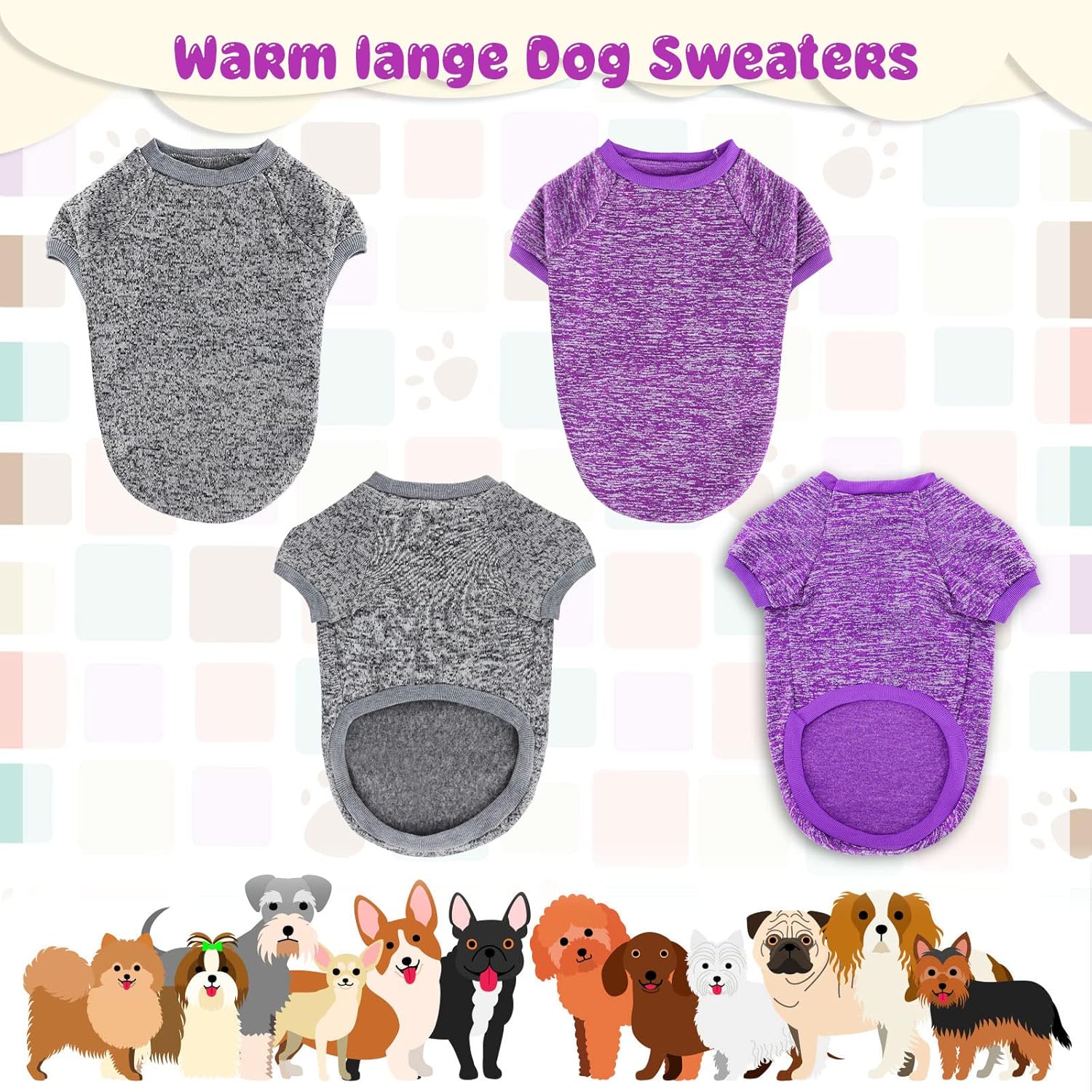 Rypet Paquete de 2 suéteres grandes para perros de invierno, ropa de punto clásica, suave, gruesa, cálida, para perros medianos y grandes