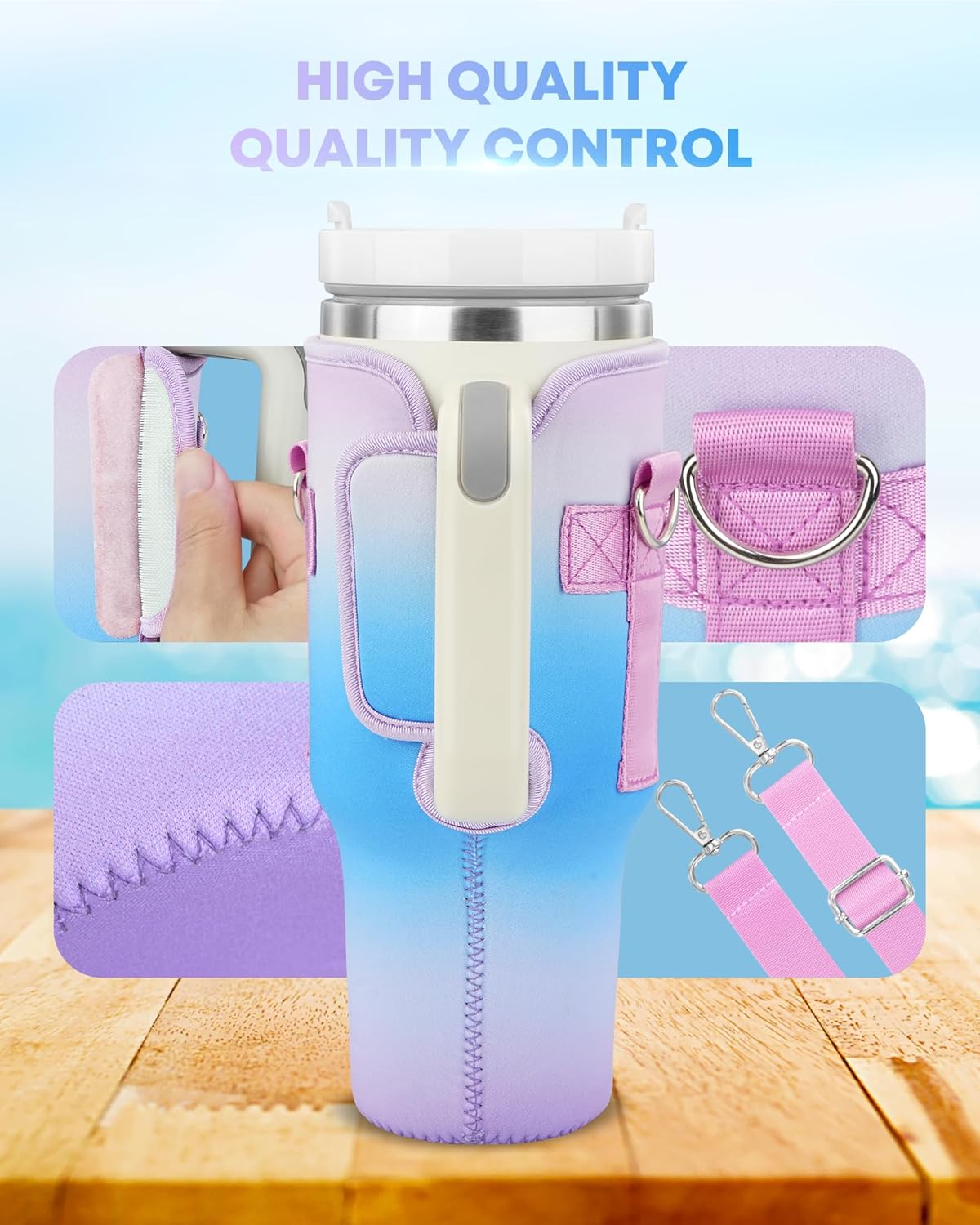 Soporte para botella de agua Stanley Cup con correa, accesorios de vaso para Stanley de 40 onzas, anti caídas y fugas, adecuado para deportes y uso