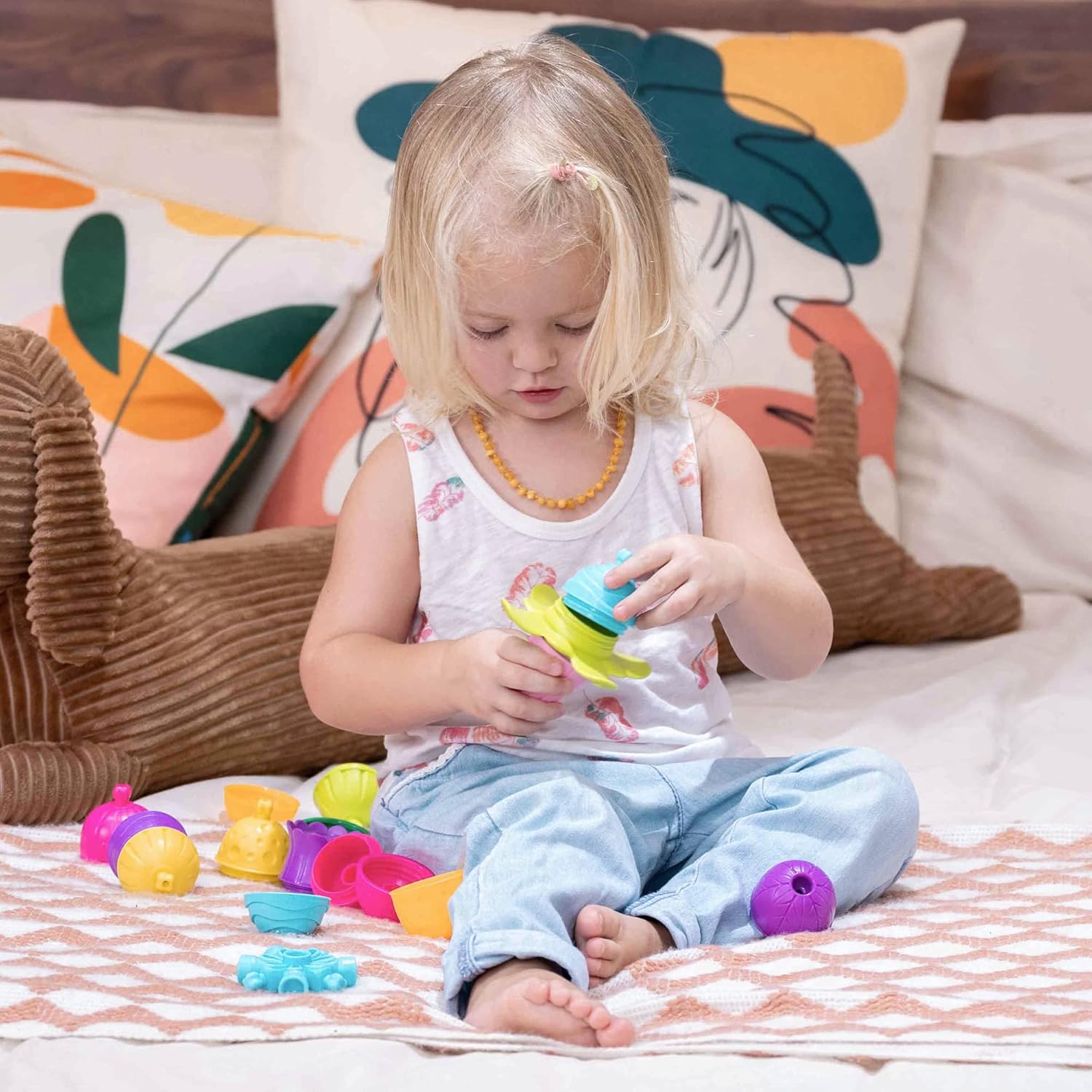 24 piezas de cuentas para bebés y niños pequeños, juguete educativo Montessori de construcción STEM de 10 meses a 3 años – BL200