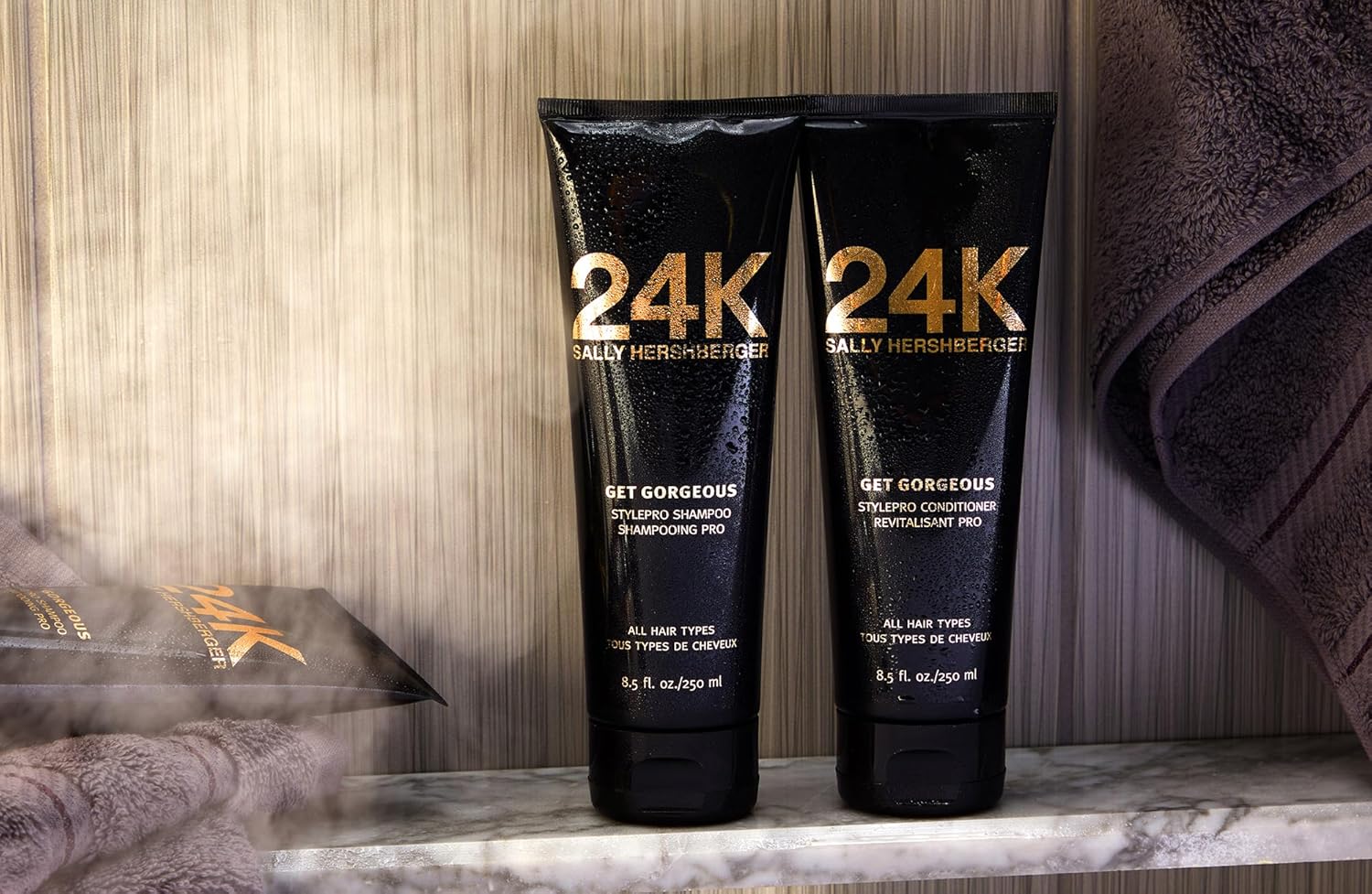 Sally Hershberger 24K Get Gorgeous Stylepro Champú, té negro y gris, 8.5 oz.