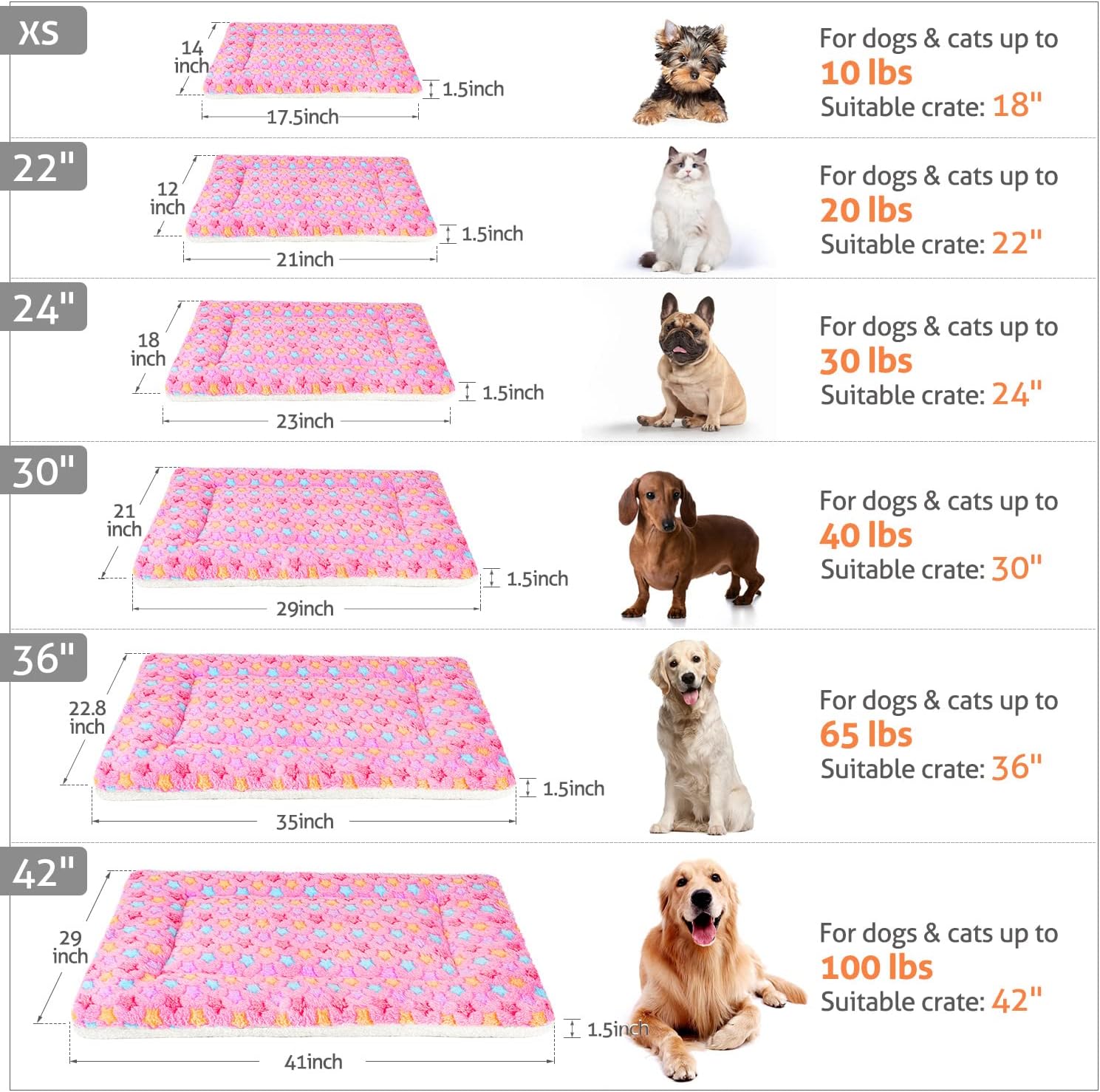 Mora Pets Almohadilla para jaula para perros, cama ultrasuave para mascotas con bonito estampado de estrellas, tapete lavable para perros grandes,