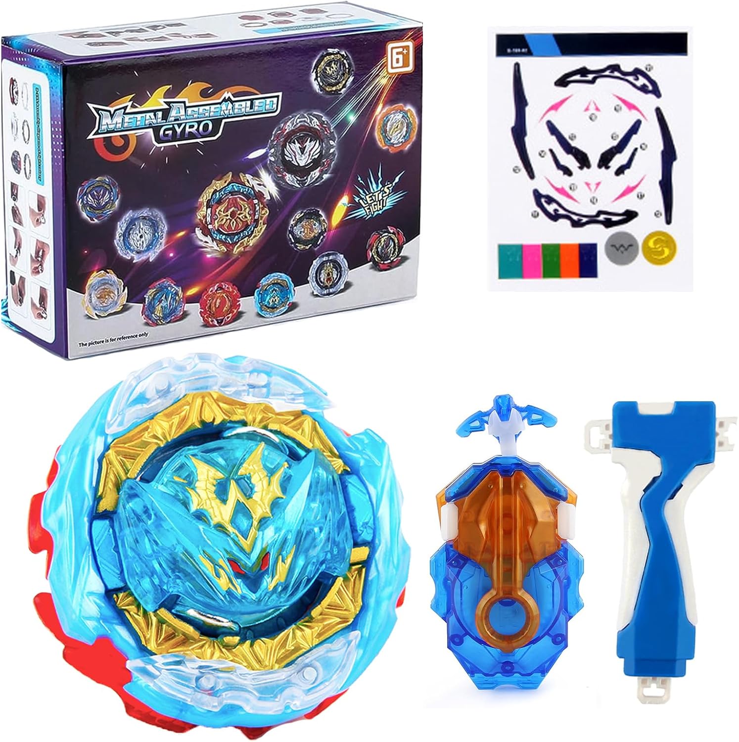 Zelzen Bey Burst Blade Gyro juguete, Bey Metal Fusion Spinning Battling Top Blades con lanzador de cuerda y asa, juegos de lucha de cumpleaños para