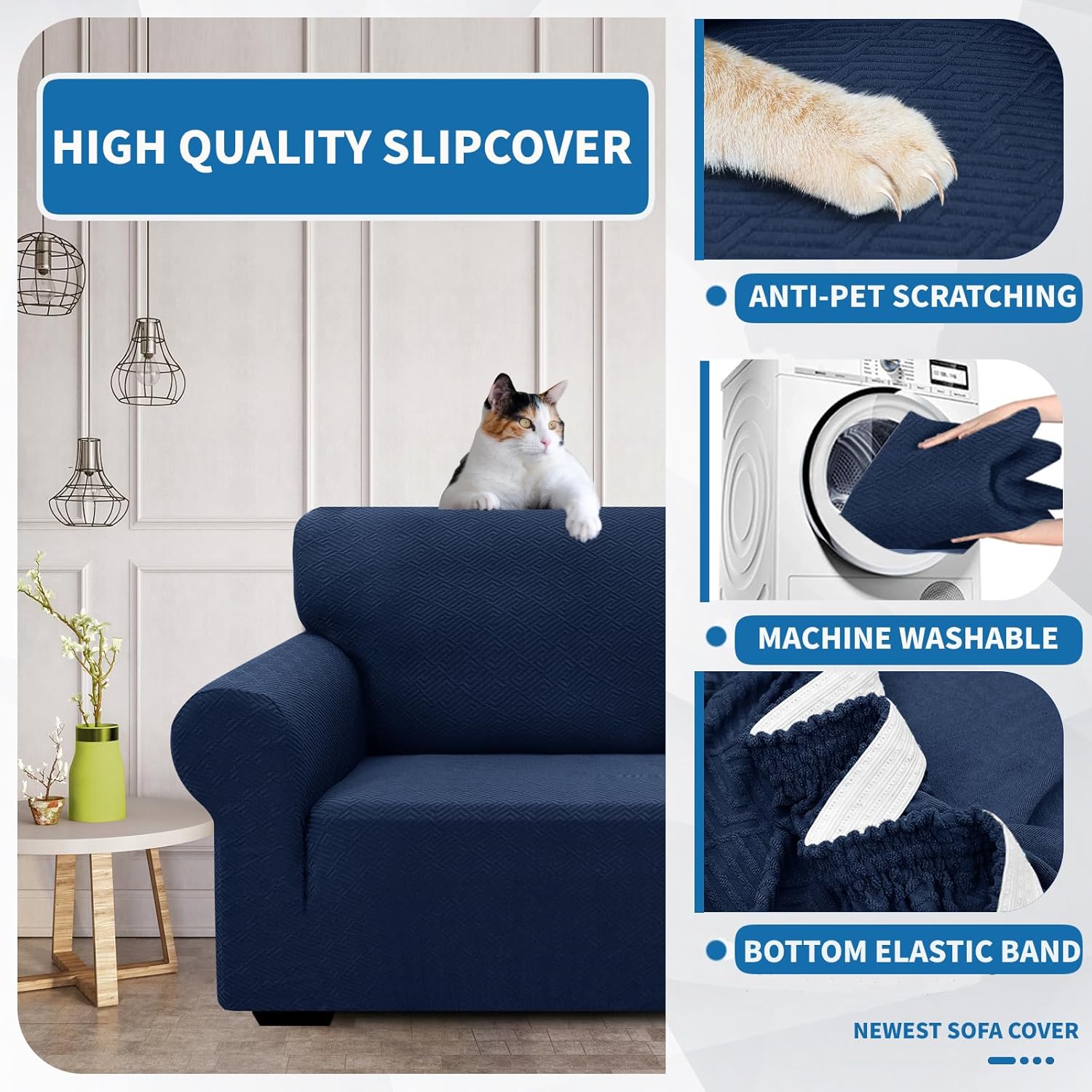 Fundas elásticas para sillón 2024, 1 pieza, protector para silla de sala de estar, funda gruesa y suave con parte inferior elástica, funda para sofá
