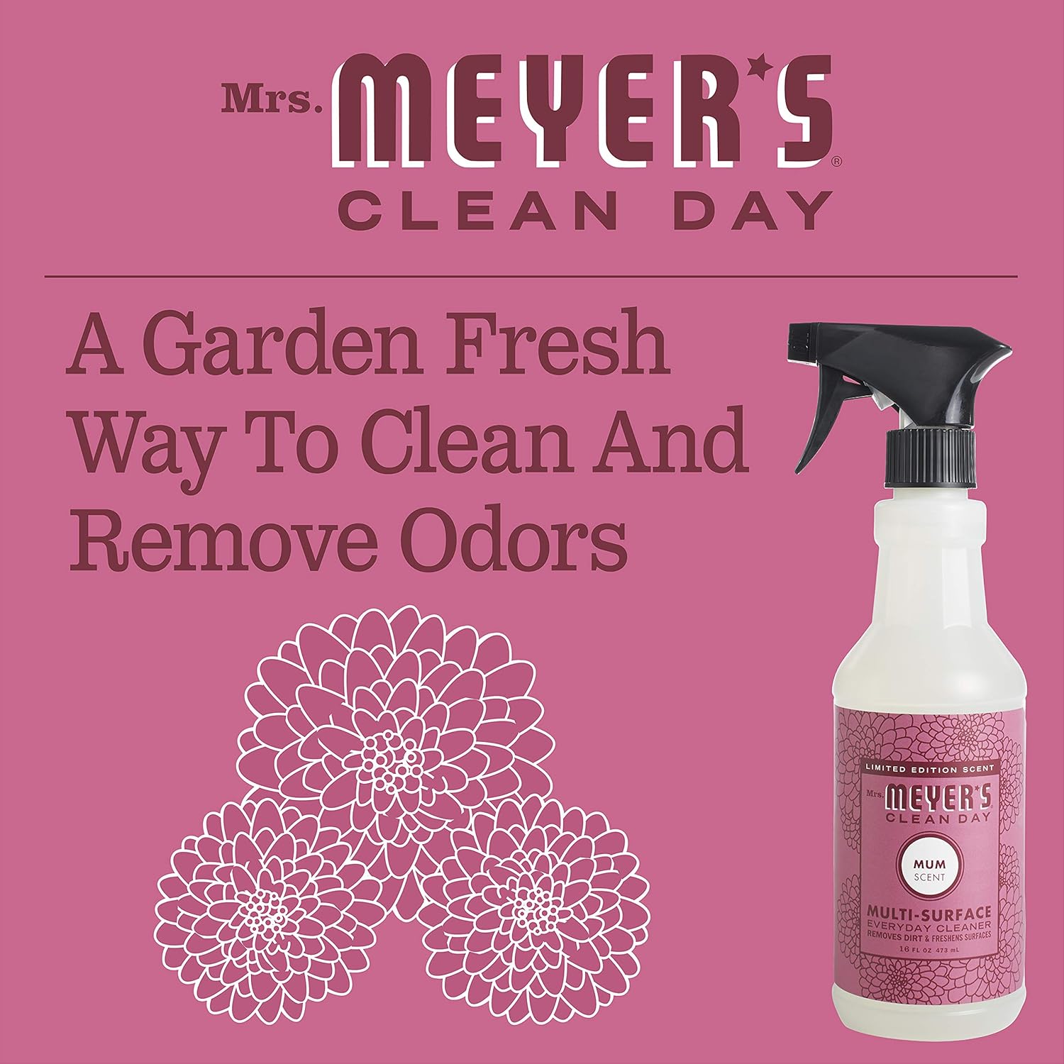 Mrs. Meyer’s Clean Day Limpiador diario multisuperficies, Mum, 16 onzas líquidas