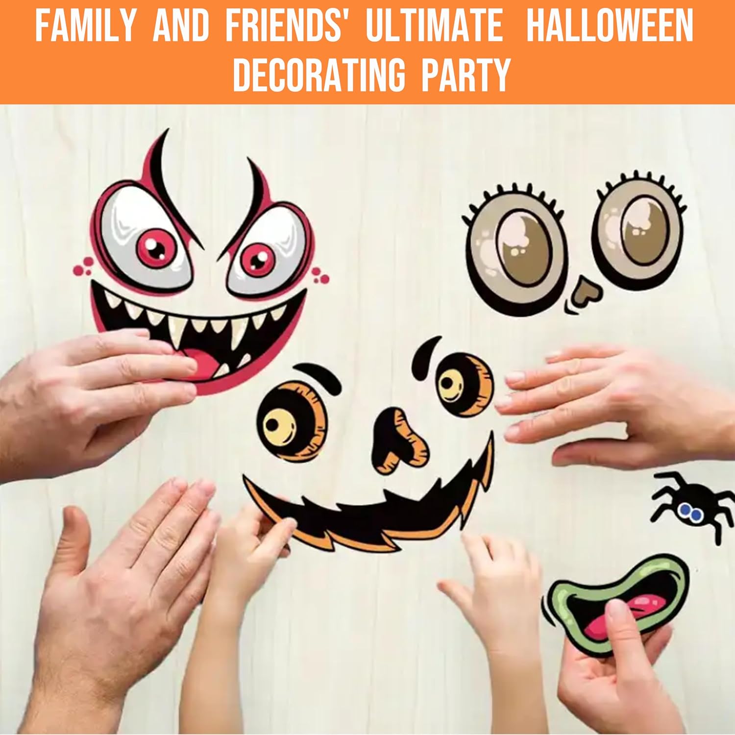 Calcomanías de calabaza de Halloween para niños, 30 calcomanías de vinilo de cara de calabaza para niños, calcomanías vibrantes que no se repiten