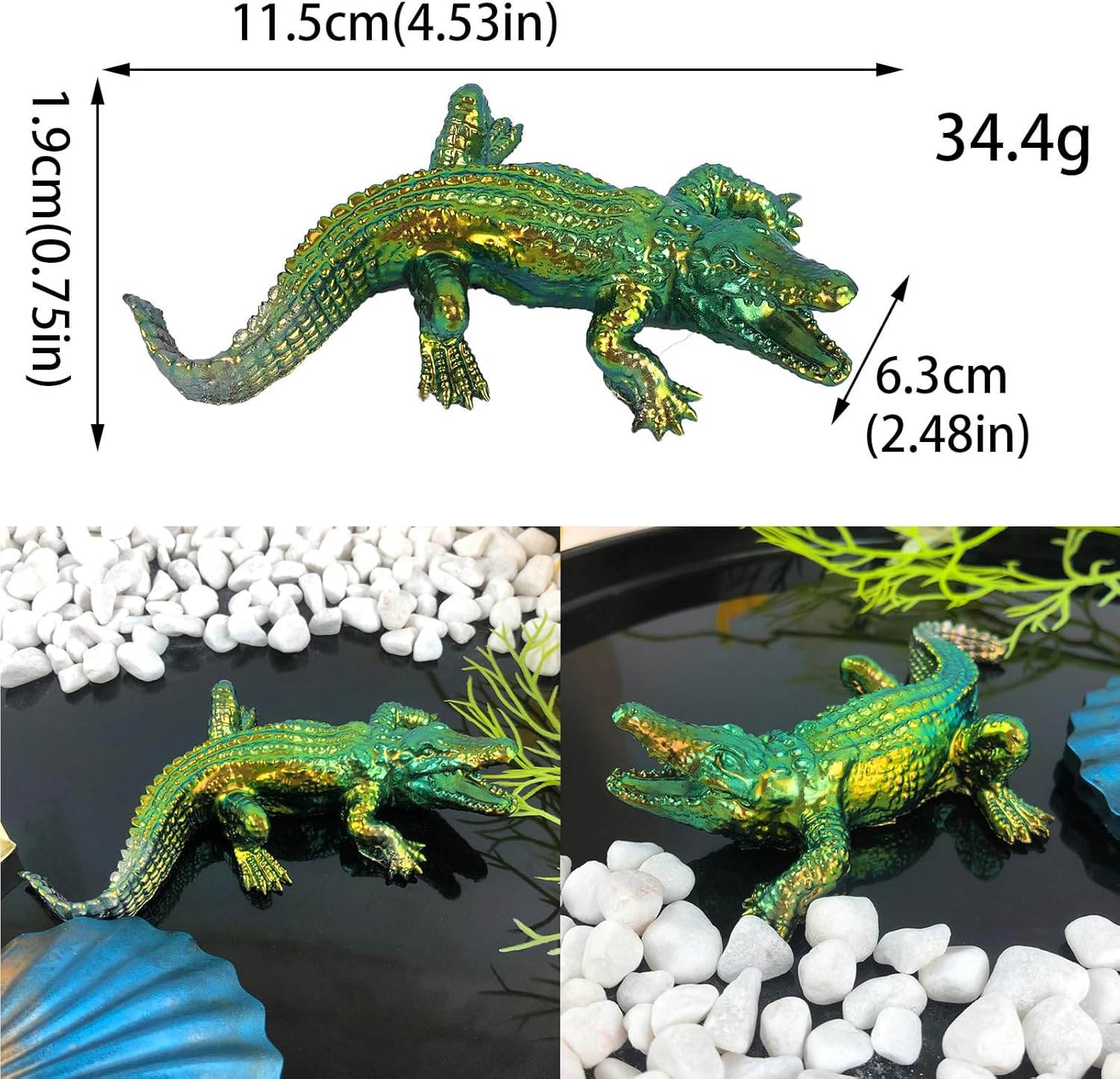 JIOFAVIU Molde de resina de cocodrilo de silicona, molde de silicona de 4.96 pulgadas para resina epoxi y resina UV, molde de resina animal único