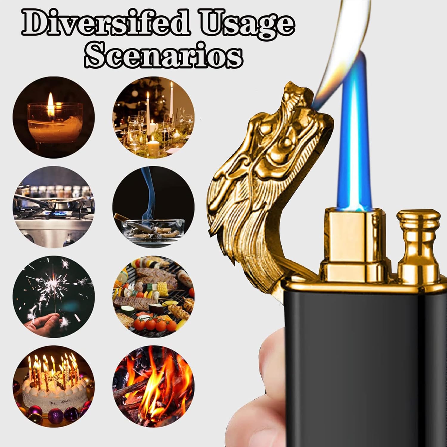 Encendedor de dragón 2024, único encendedor de antorcha conmutable suave y llama chorro, encendedor fresco recargable de butano, regalo creativo