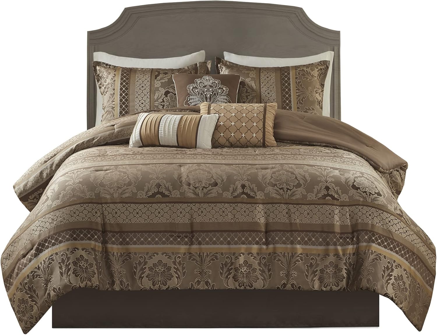 Madison Park Acogedor juego de edredón, lujoso diseño tradicional de damasco jaquard, ropa de cama alternativa para todas las estaciones con fundas
