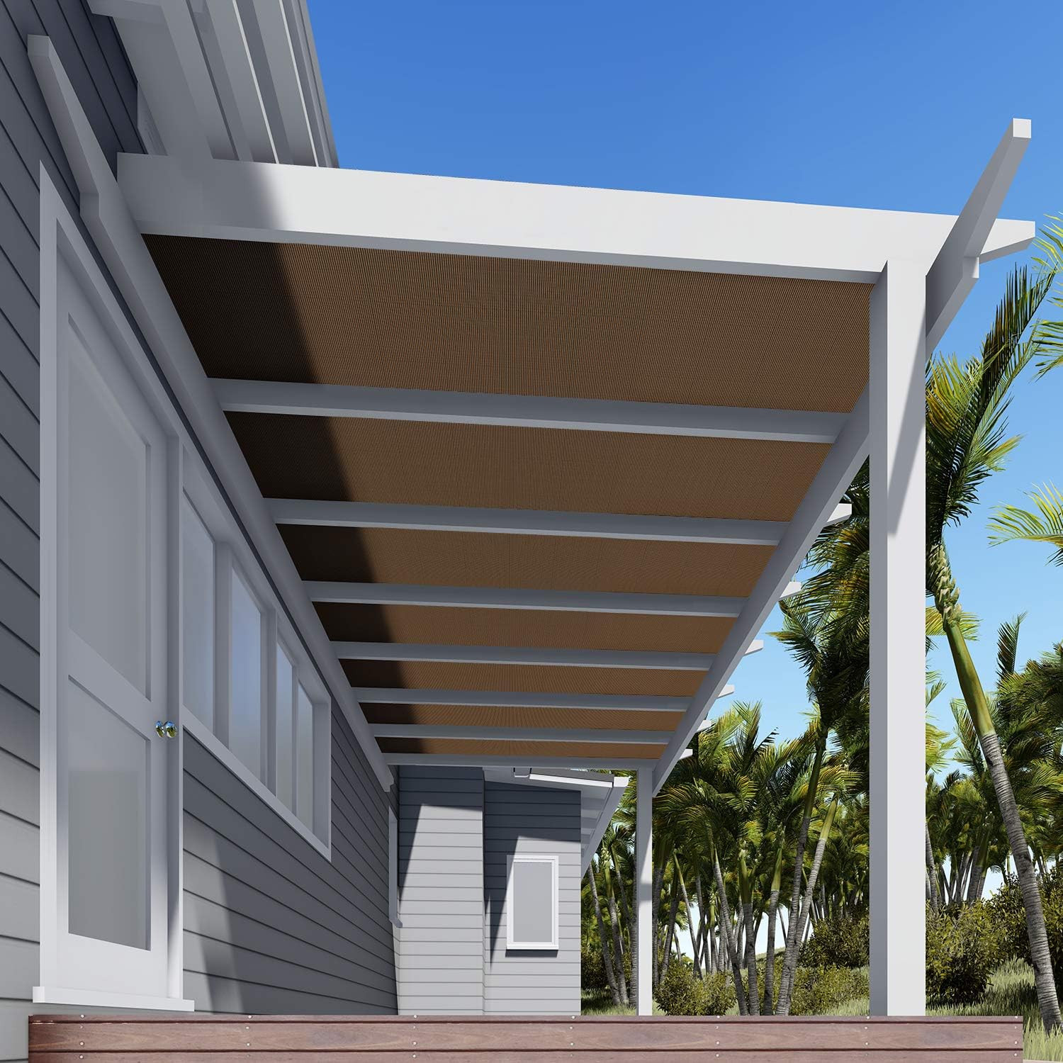 TANG Sunshades Depot – Rollo de tela de protección solar marrón de 8 x 20 pies, 95 % U* V, pantalla de privacidad, pantalla de privacidad, tela de