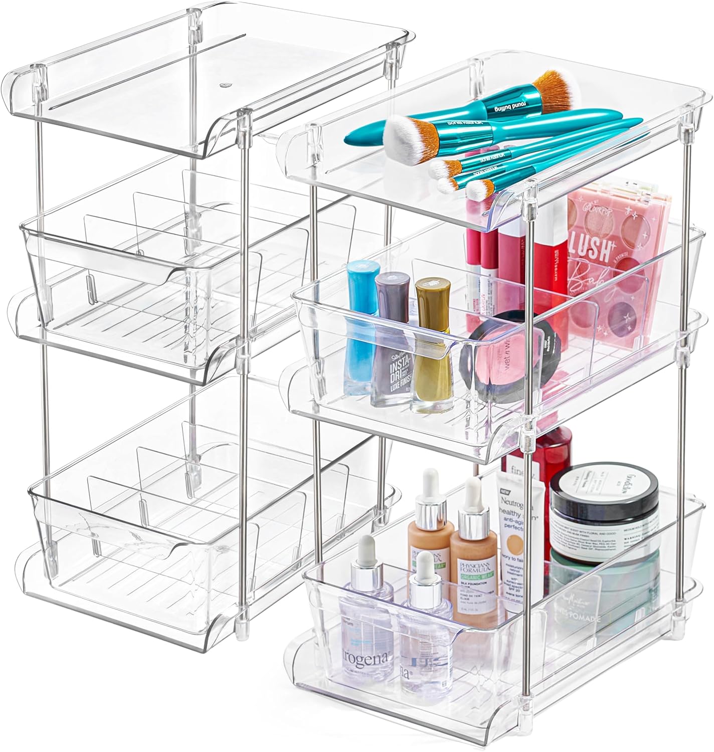 Organizador transparente de 3 niveles para fregadero de baño, cajón extraíble  Organizador de gabinete de baño debajo del fregadero  Organizador