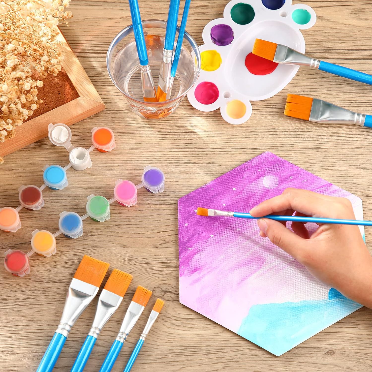 60 pinceles planos a granel, pinceles de pintura acrílica anchos, pinceles de pintura para artista, pintura al óleo, acuarela, pintura artística